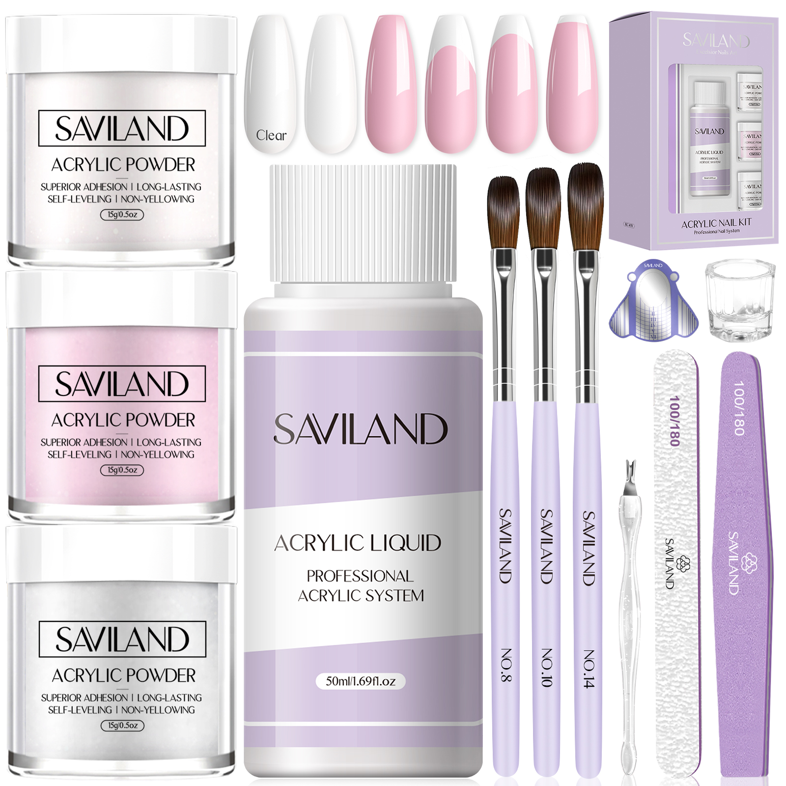 Acrylic Powder Clear - SAVILAND Essentials Acrylic Nail Kit Complete
