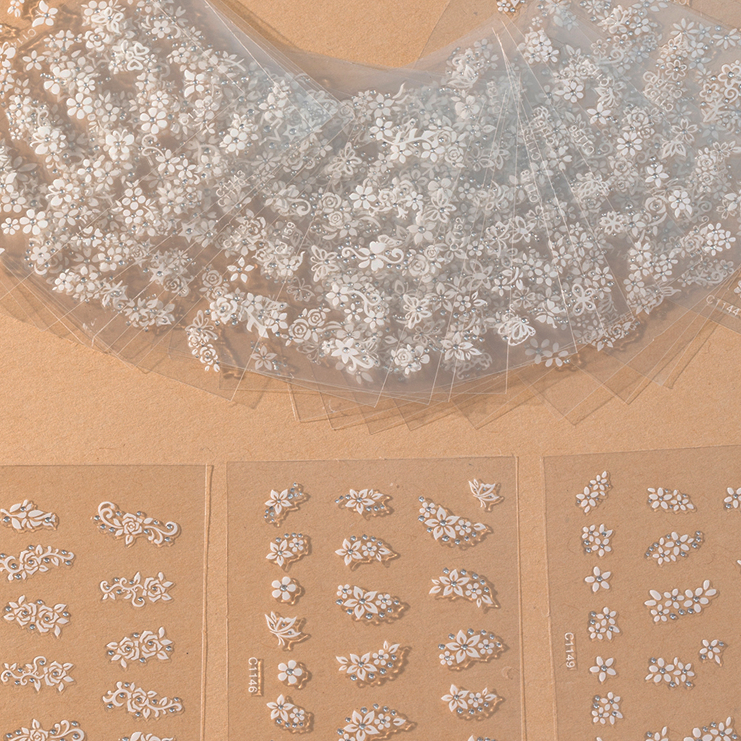 Nail Art Lotso - 30sheets 2023 New Rhinestone White Flower