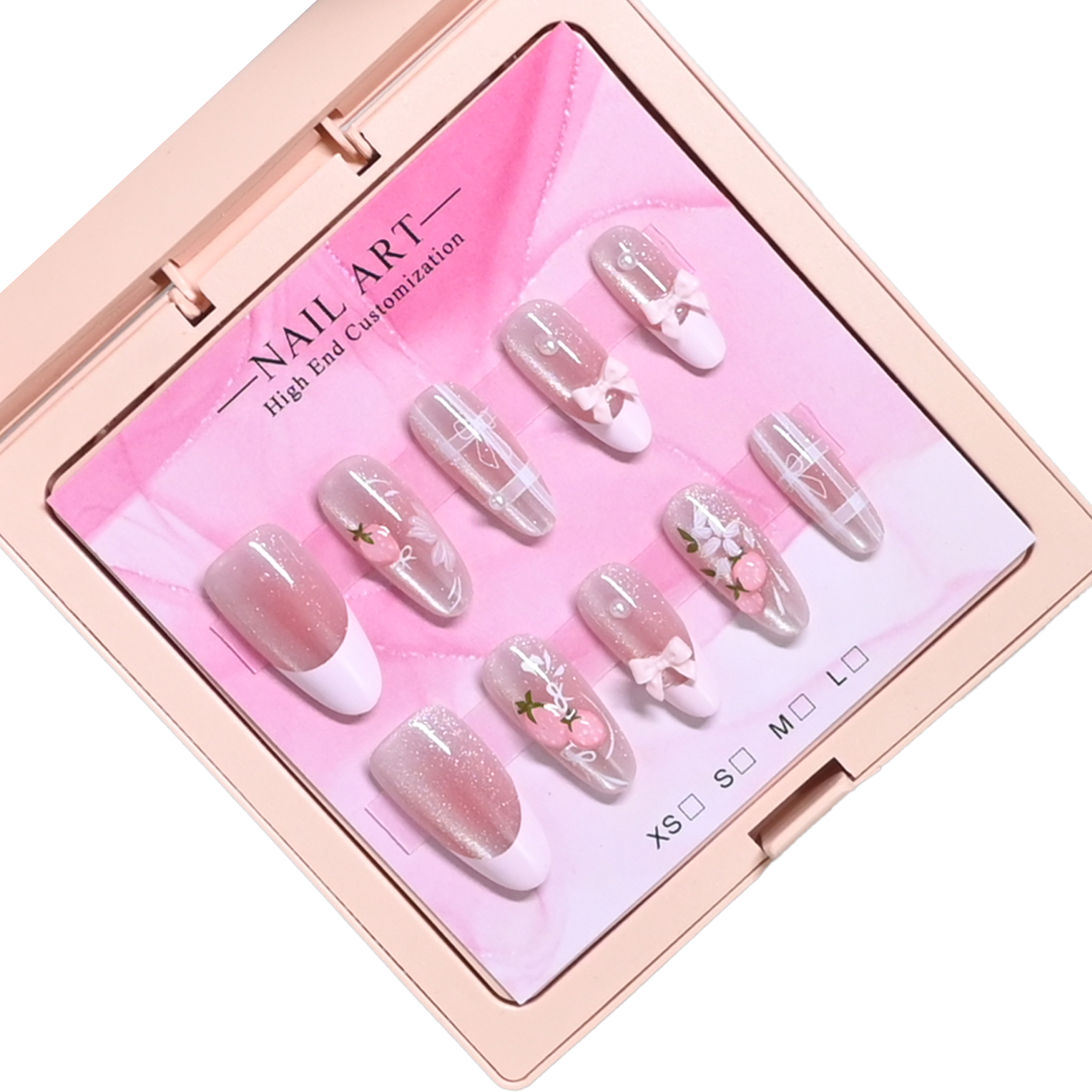 Nail Art Gliter - 10 handmade almond nails in mirror