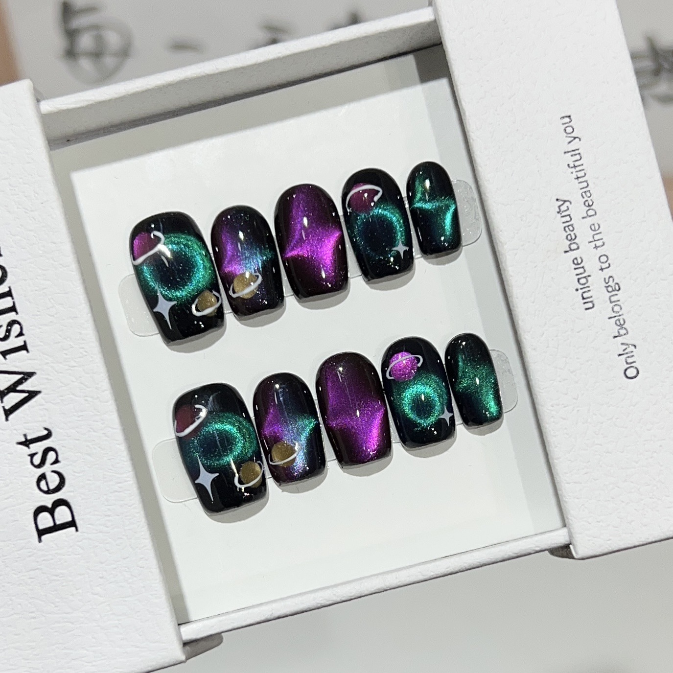 10pcs Black Cute Cat Handmade  - Nail Art Glossy reseña y precio