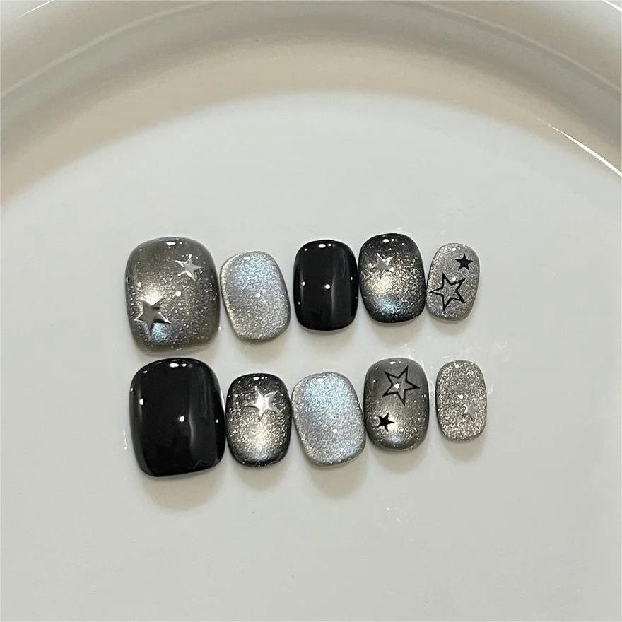 10pcs Black Cute Cat Handmade  - Nail Art Glossy reseña y precio
