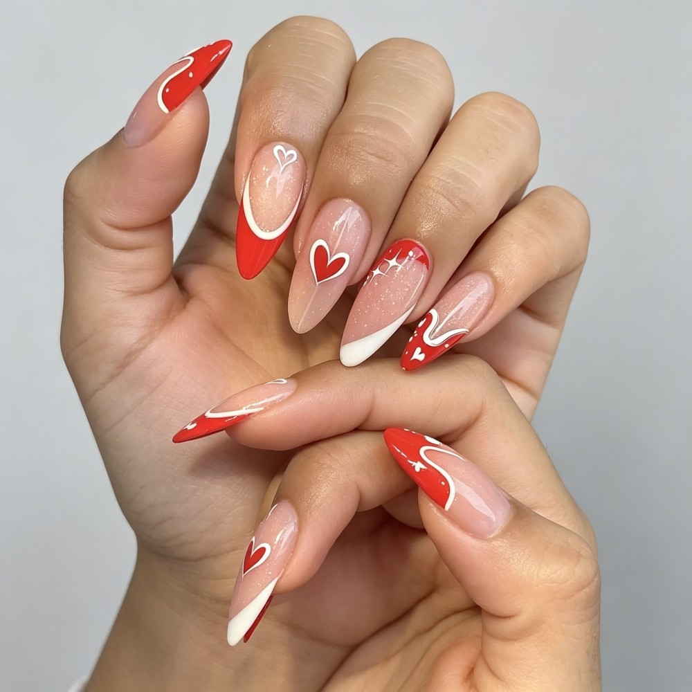 24pcs French Tip Press On Nail - Nail Art Gliter reseña y precio