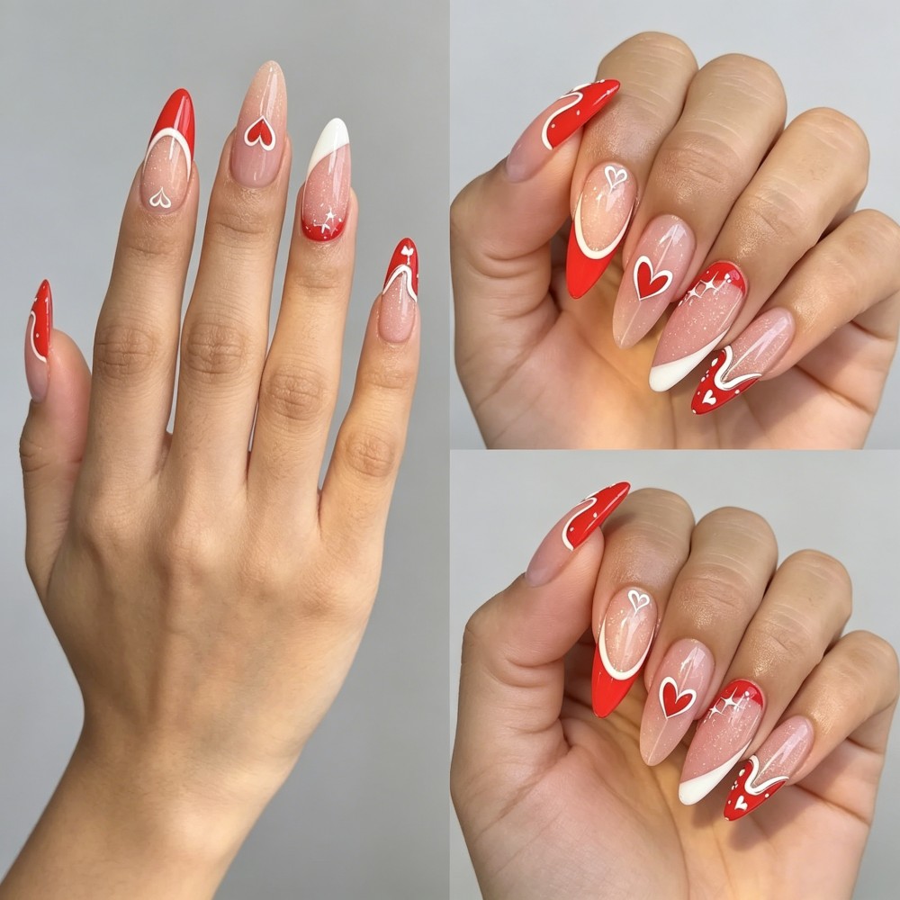 24pcs French Tip Press On Nail - Nail Art Gliter reseña y precio