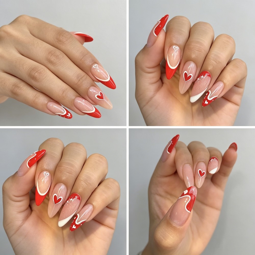 24pcs French Tip Press On Nail - Nail Art Gliter reseña y precio