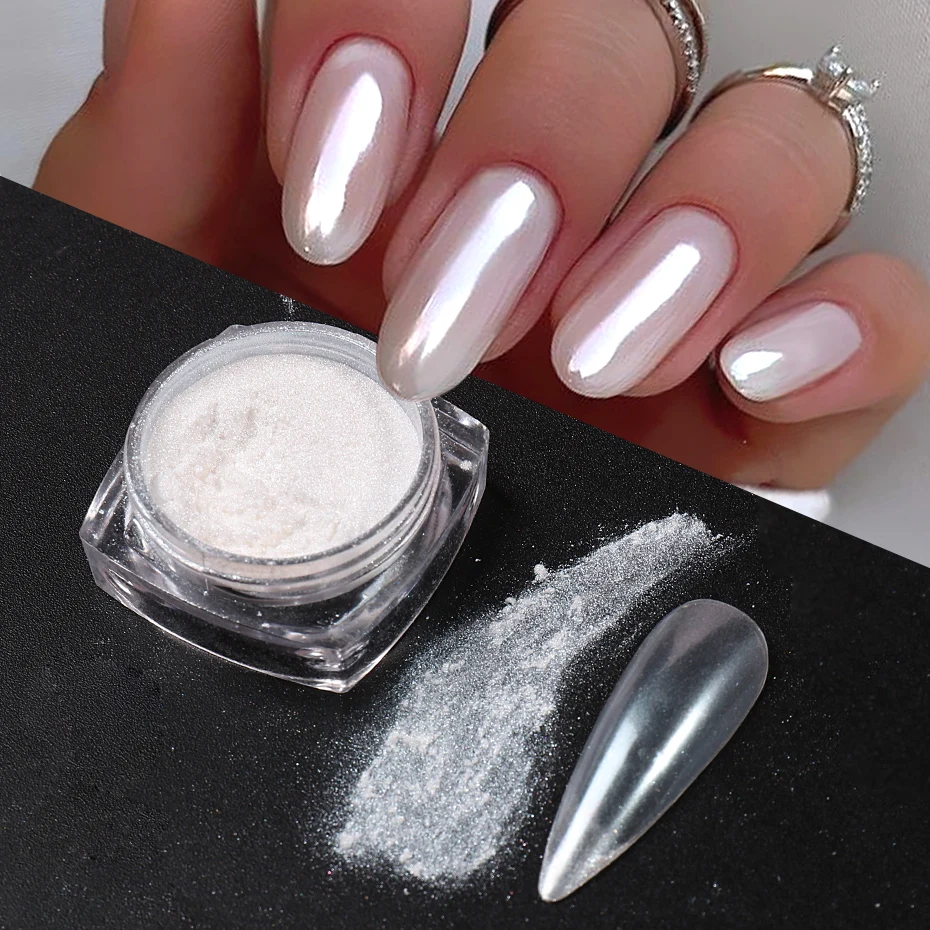White Pearl Mirror Moonlight N - Dip Powder Nail reseña y precio