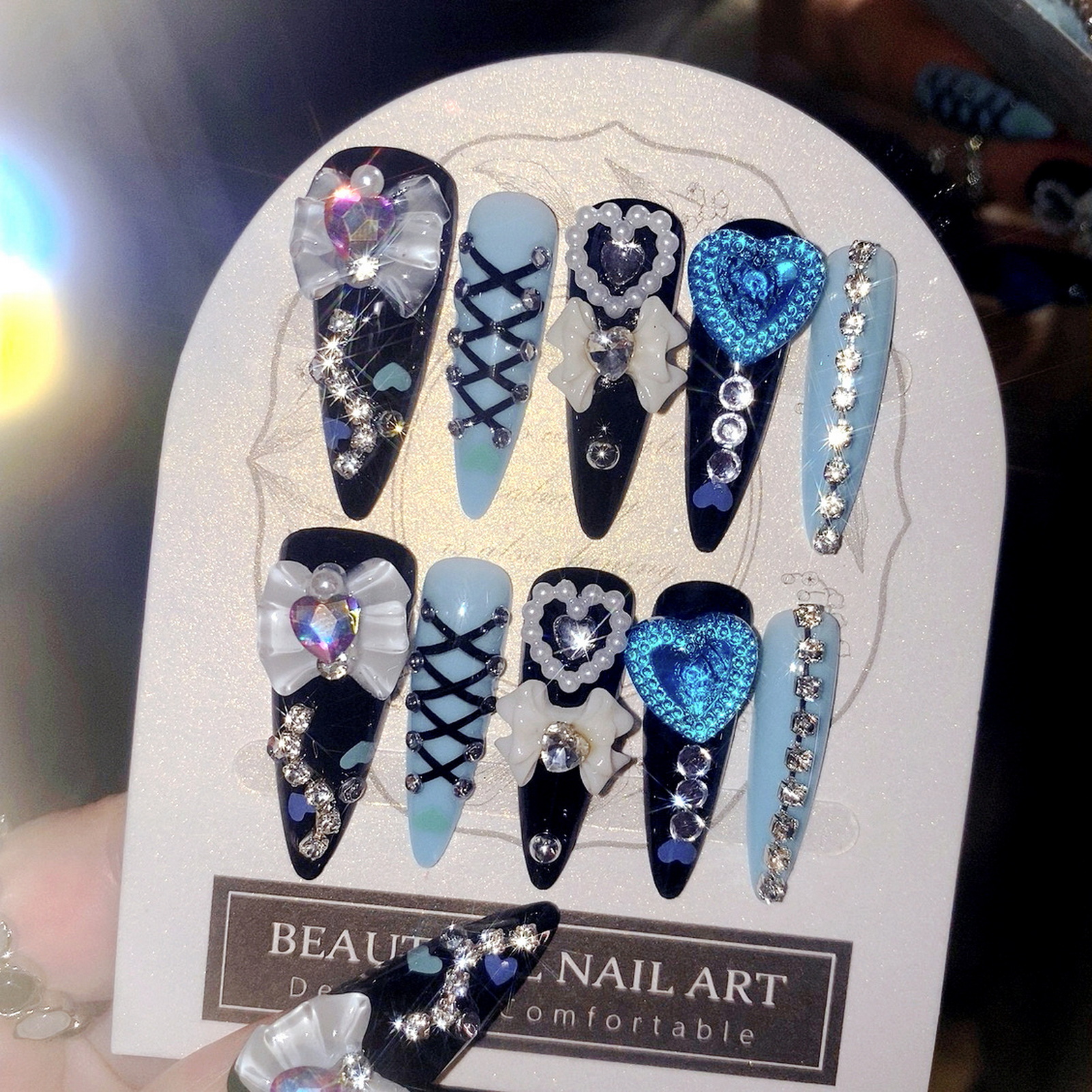 24pcs 3D Bow Decor False Nails - Nail Art Gliter reseña y precio
