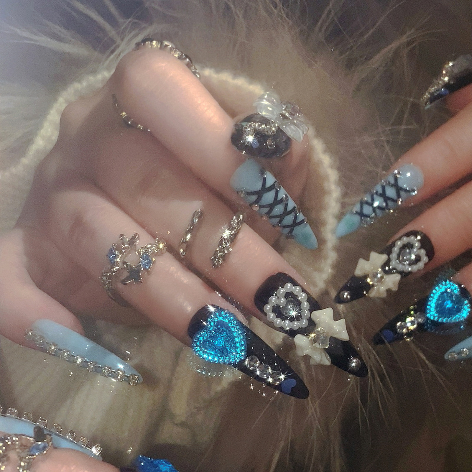24pcs 3D Bow Decor False Nails - Nail Art Gliter reseña y precio