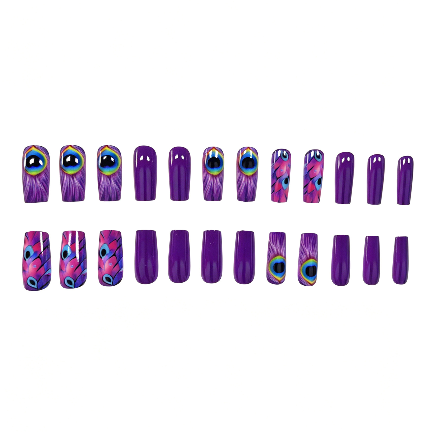 24PCS Boho Glossy Purple Peaco - Nail Art Glossy reseña y precio
