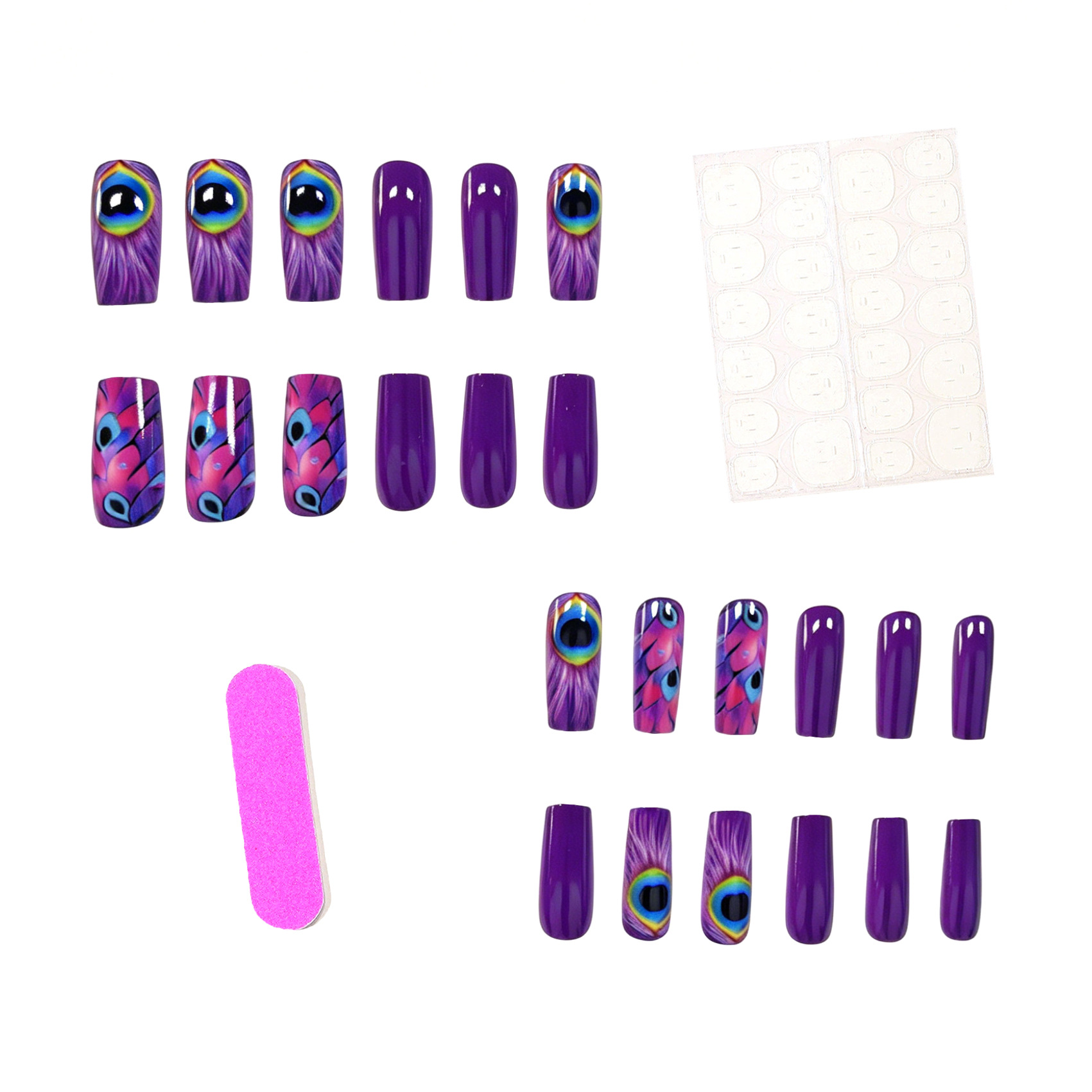 24PCS Boho Glossy Purple Peaco - Nail Art Glossy reseña y precio