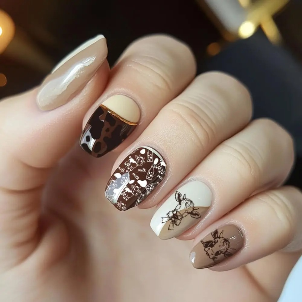 3pcs Cow-Theme Nail Stamping P - Nail Art Inspo reseña y precio