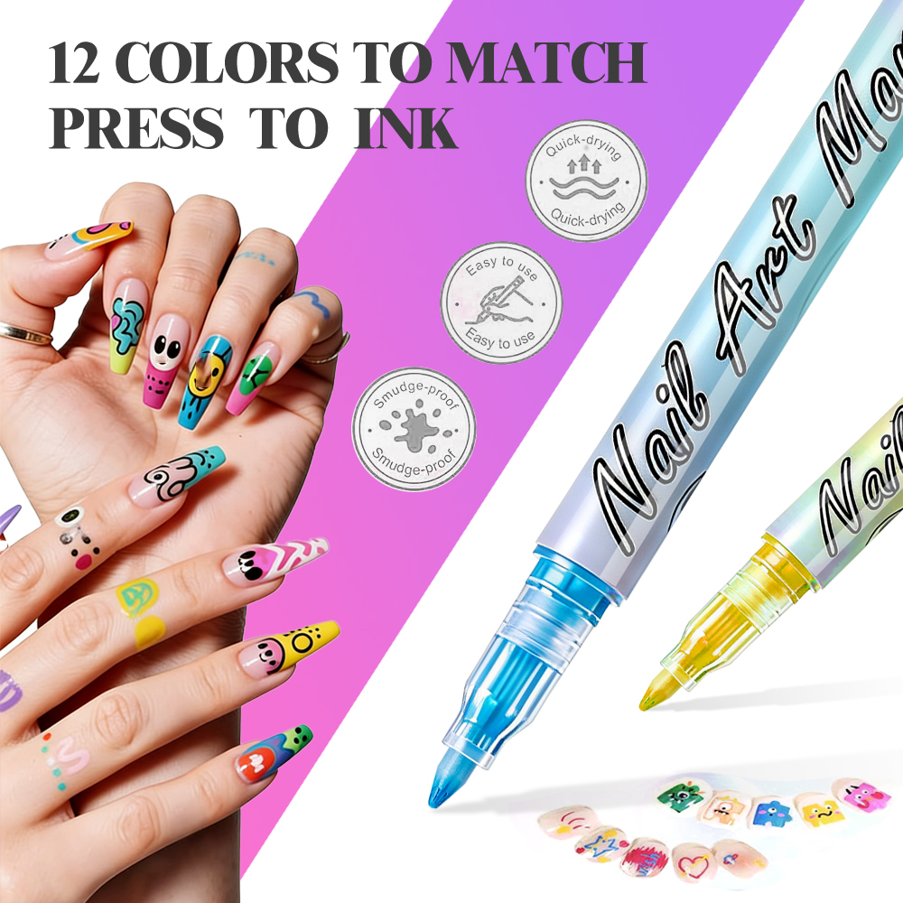 12-Color 0.7mm Nail Art Pens,  - Nail Art One Stroke reseña y precio