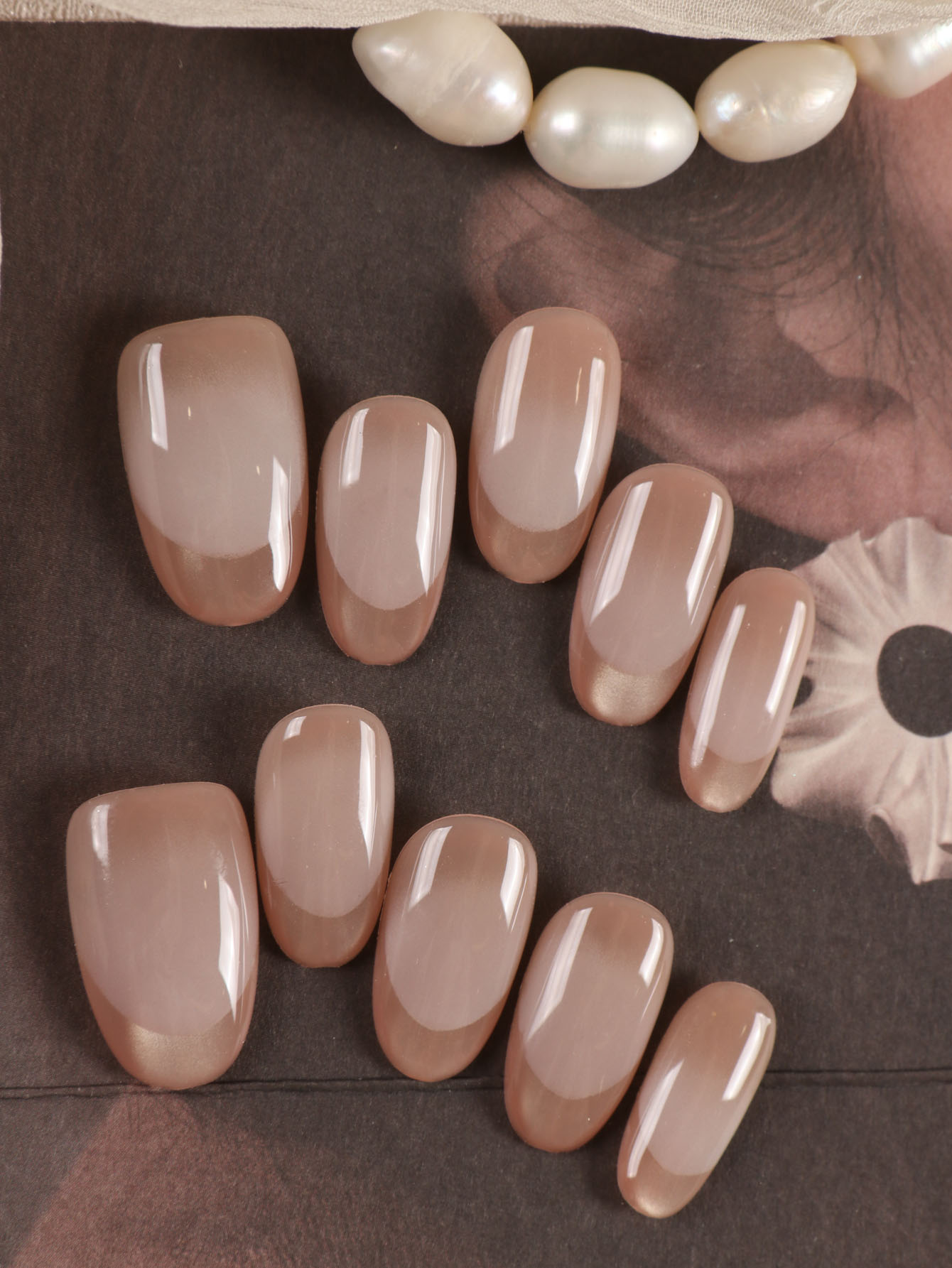 10Pcs Press on Nails Short Gol - Nail Art French reseña y precio