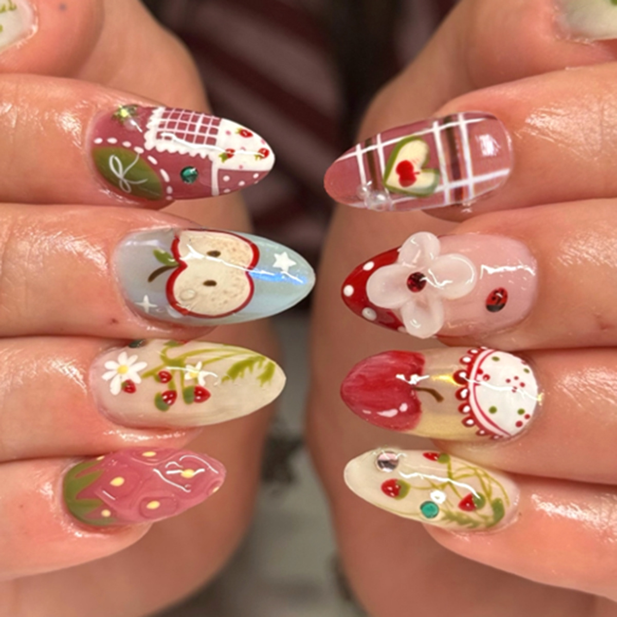 24pcs Flower Long Almond Press - Nail Art French reseña y precio