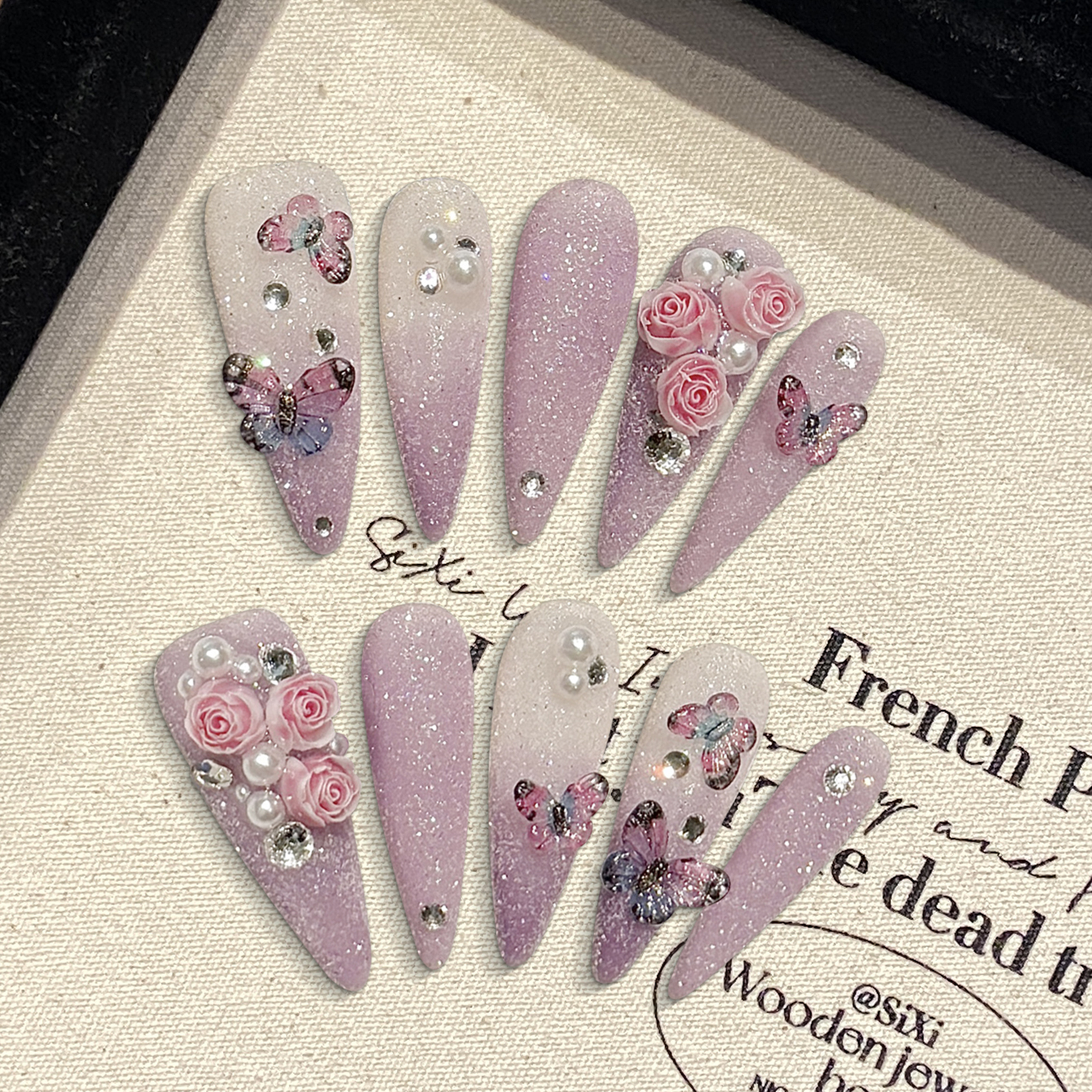 10pcs Long Stiletto Handmade F - Nail Art Gliter reseña y precio