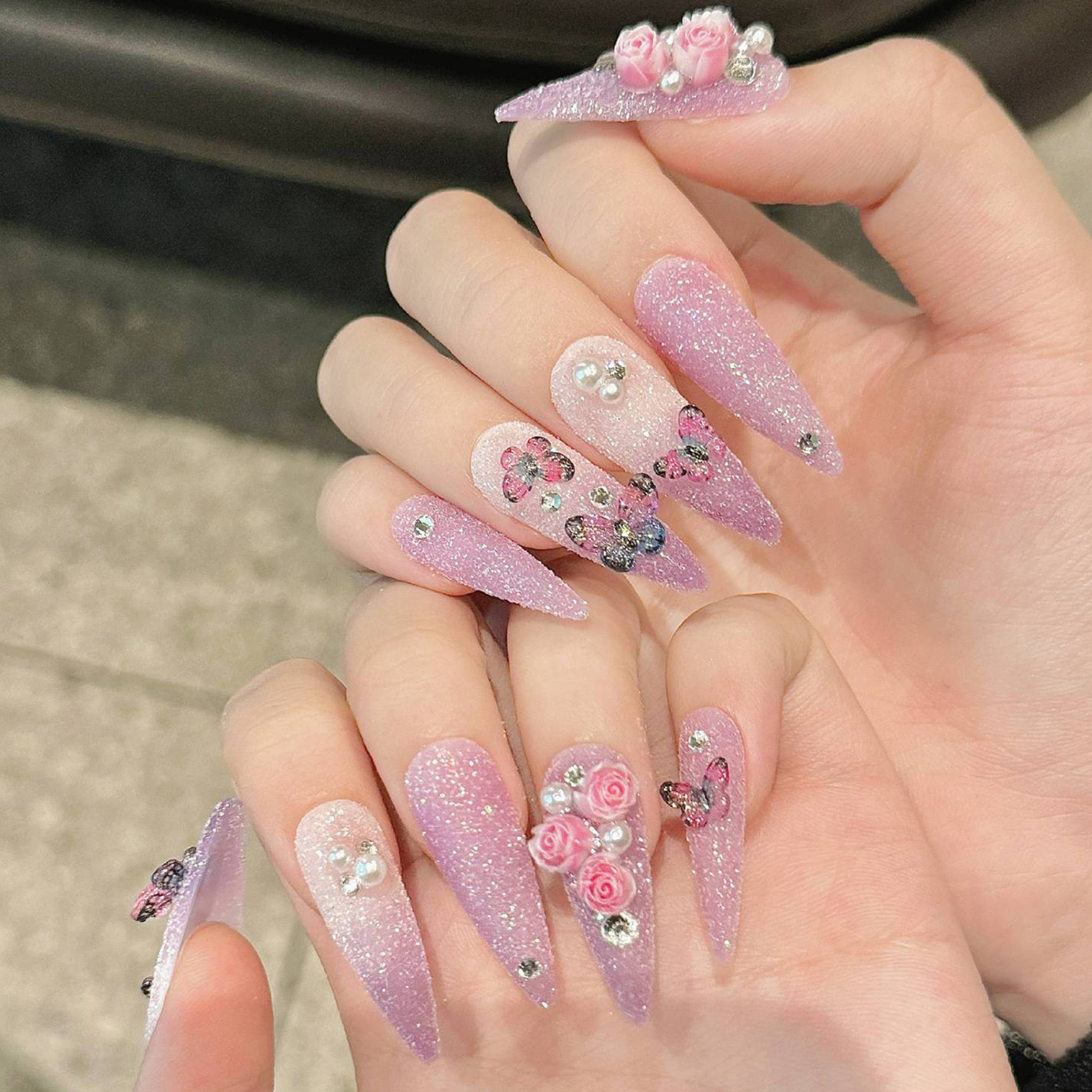 10pcs Long Stiletto Handmade F - Nail Art Gliter reseña y precio