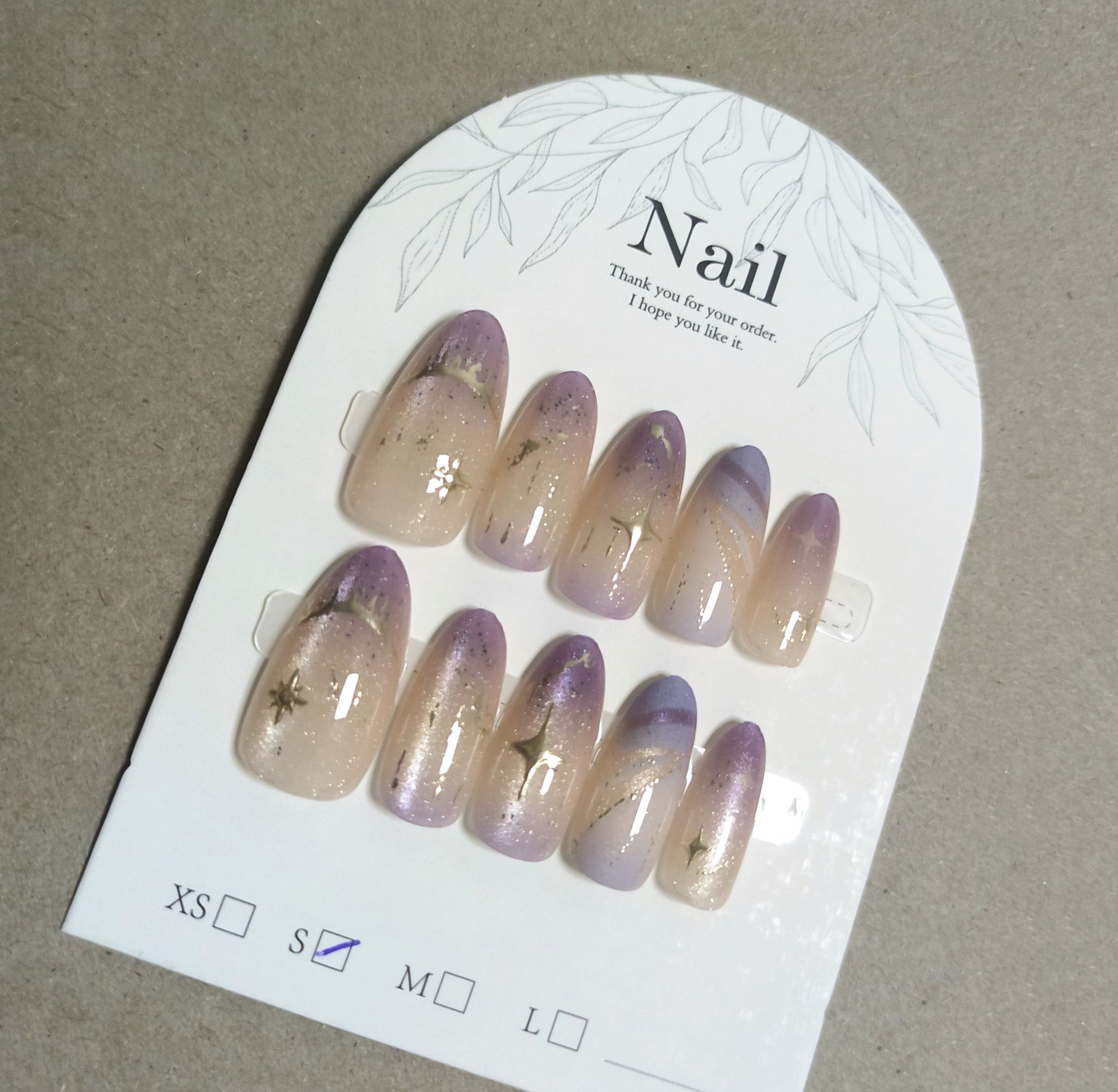10pcs Cat Eye Purple False Nai - Nail Art French reseña y precio