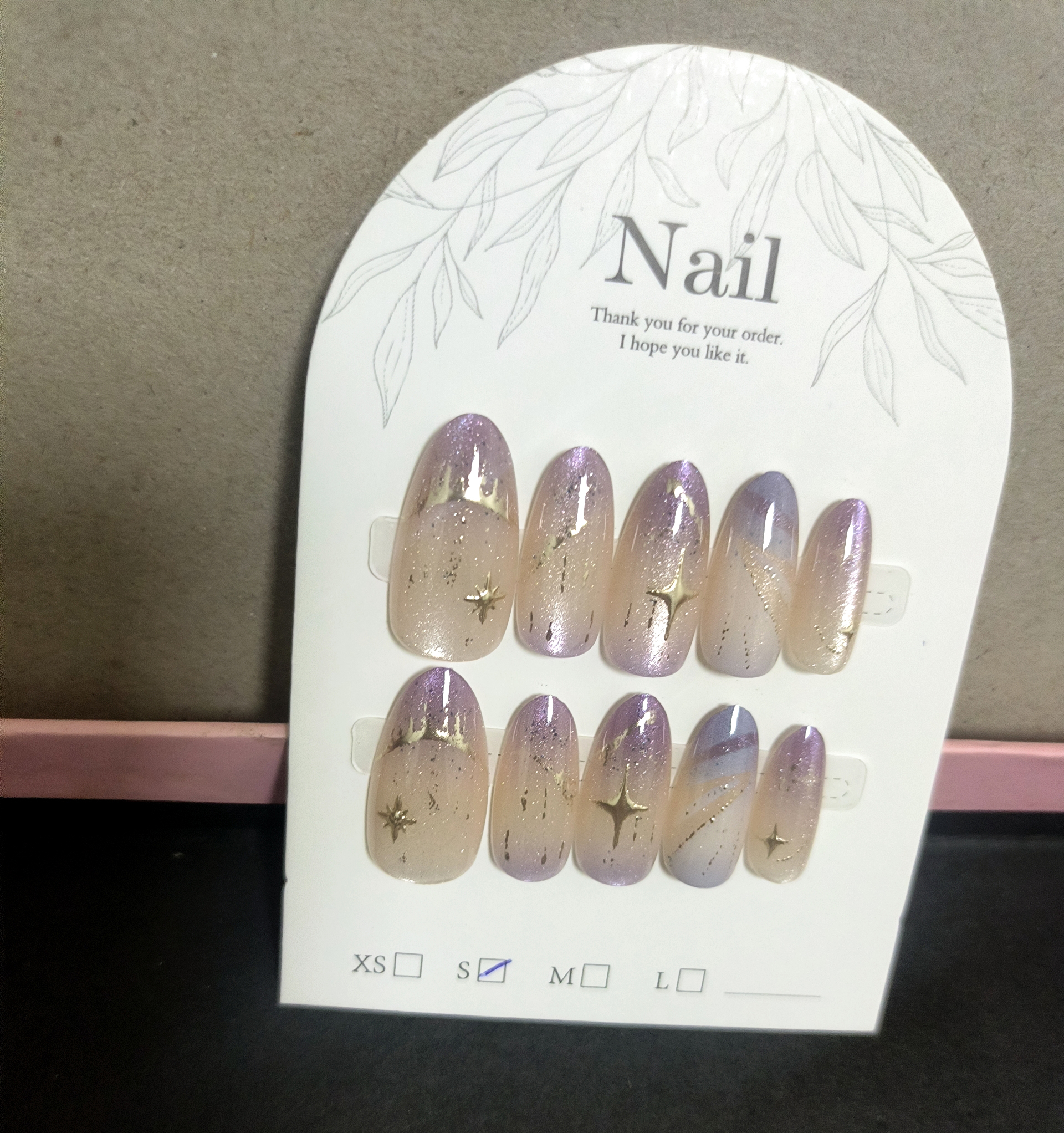 10pcs Cat Eye Purple False Nai - Nail Art French reseña y precio