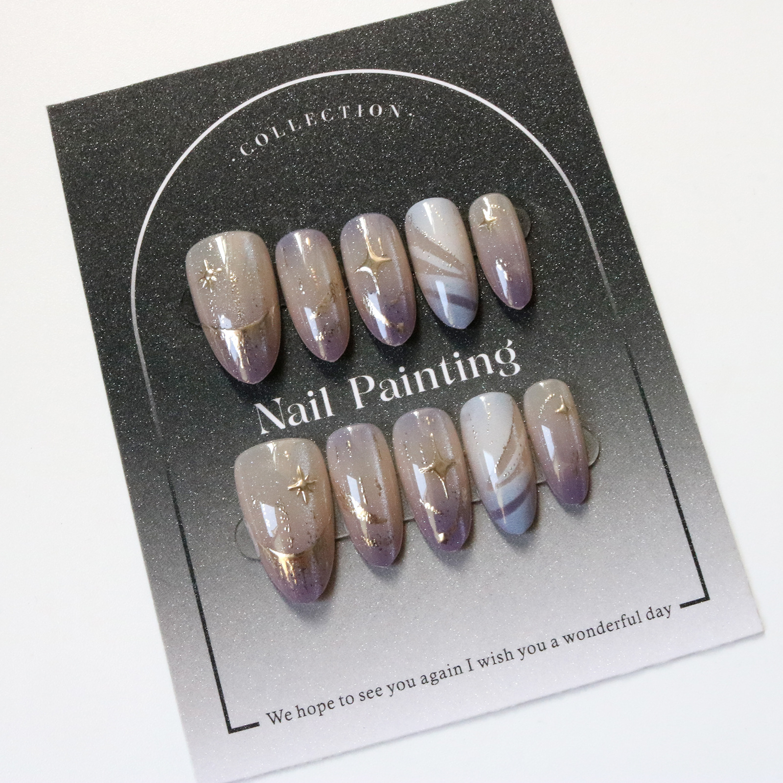 10pcs Cat Eye Purple False Nai - Nail Art French reseña y precio