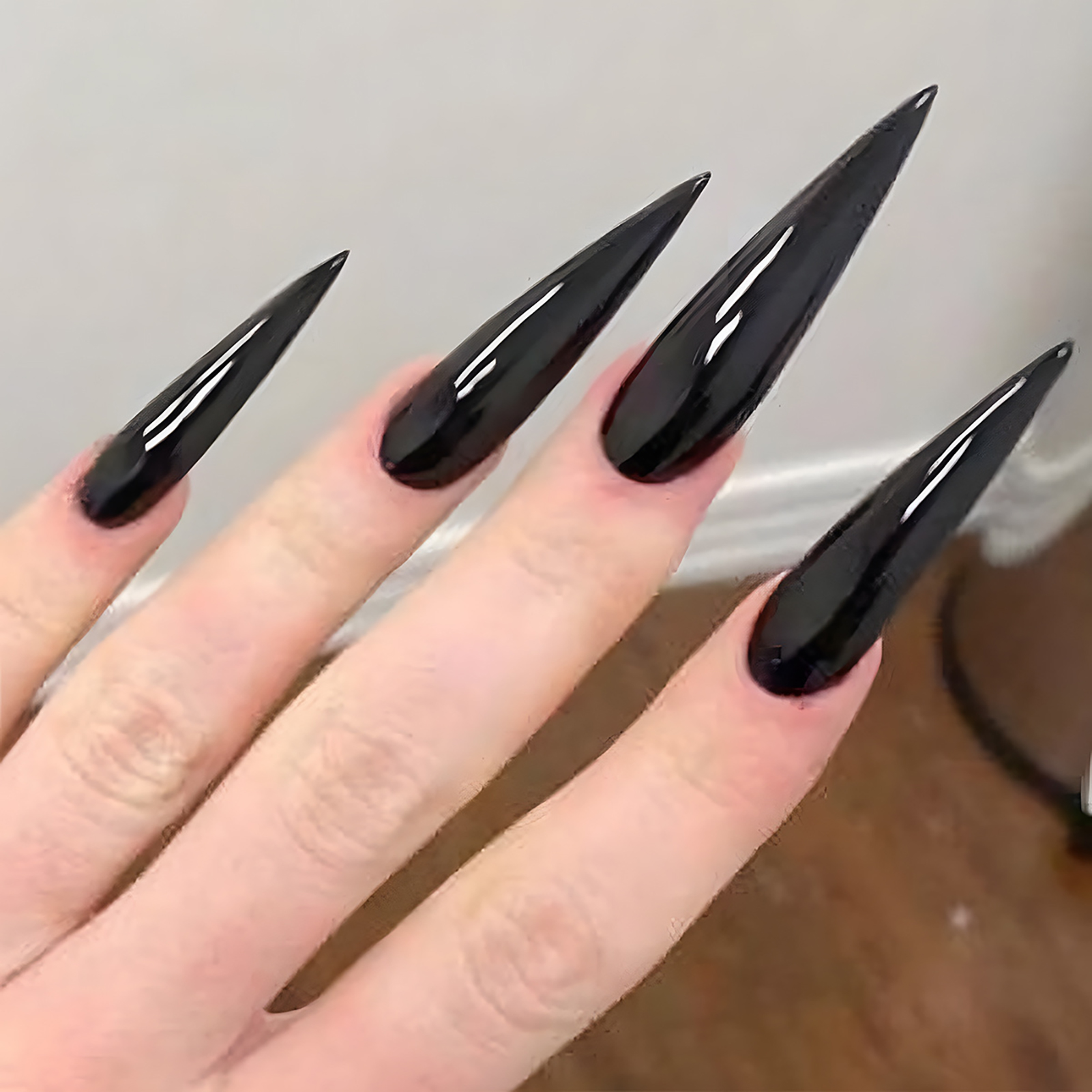 24pcs Glossy Black Fake Nails  - Nail Art Glossy reseña y precio