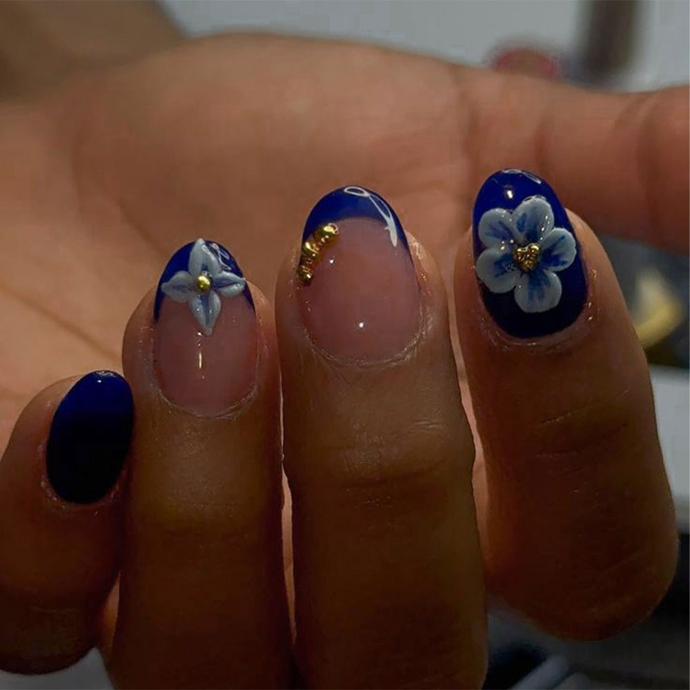 24pcs Short Oval 3D Gel Nail S - Nail Art French reseña y precio
