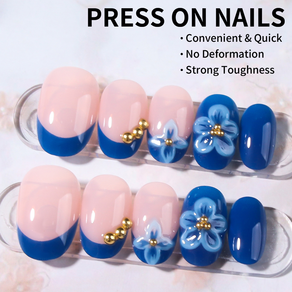 24pcs Short Oval 3D Gel Nail S - Nail Art French reseña y precio