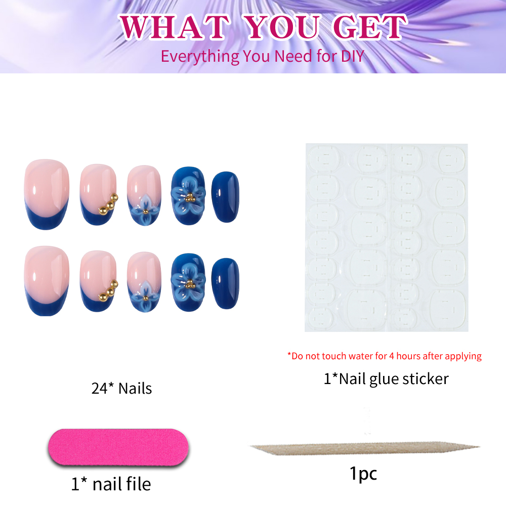 24pcs Short Oval 3D Gel Nail S - Nail Art French reseña y precio