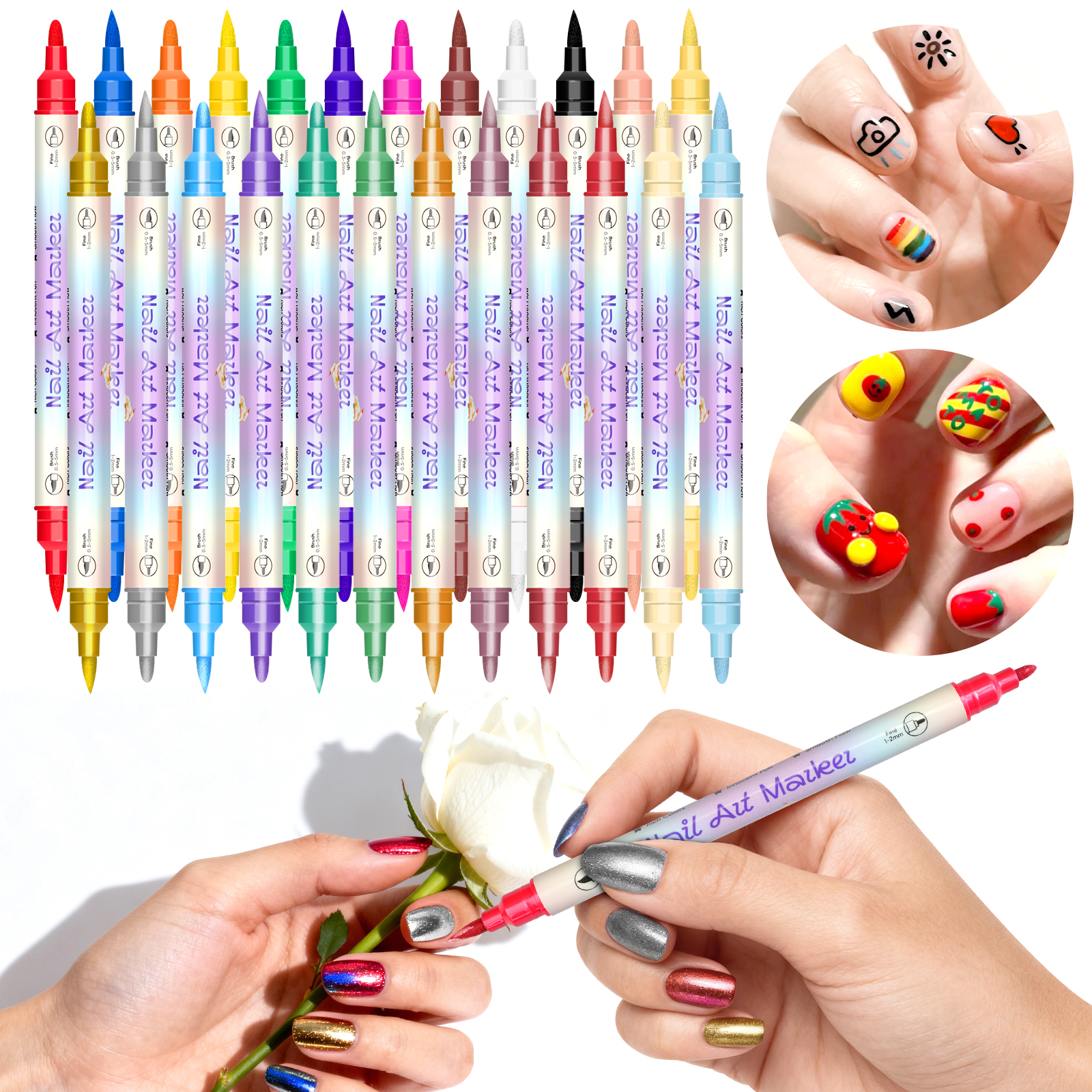 Dual-Ended Nail Art Pens, Avai - Nail Art One Stroke reseña y precio