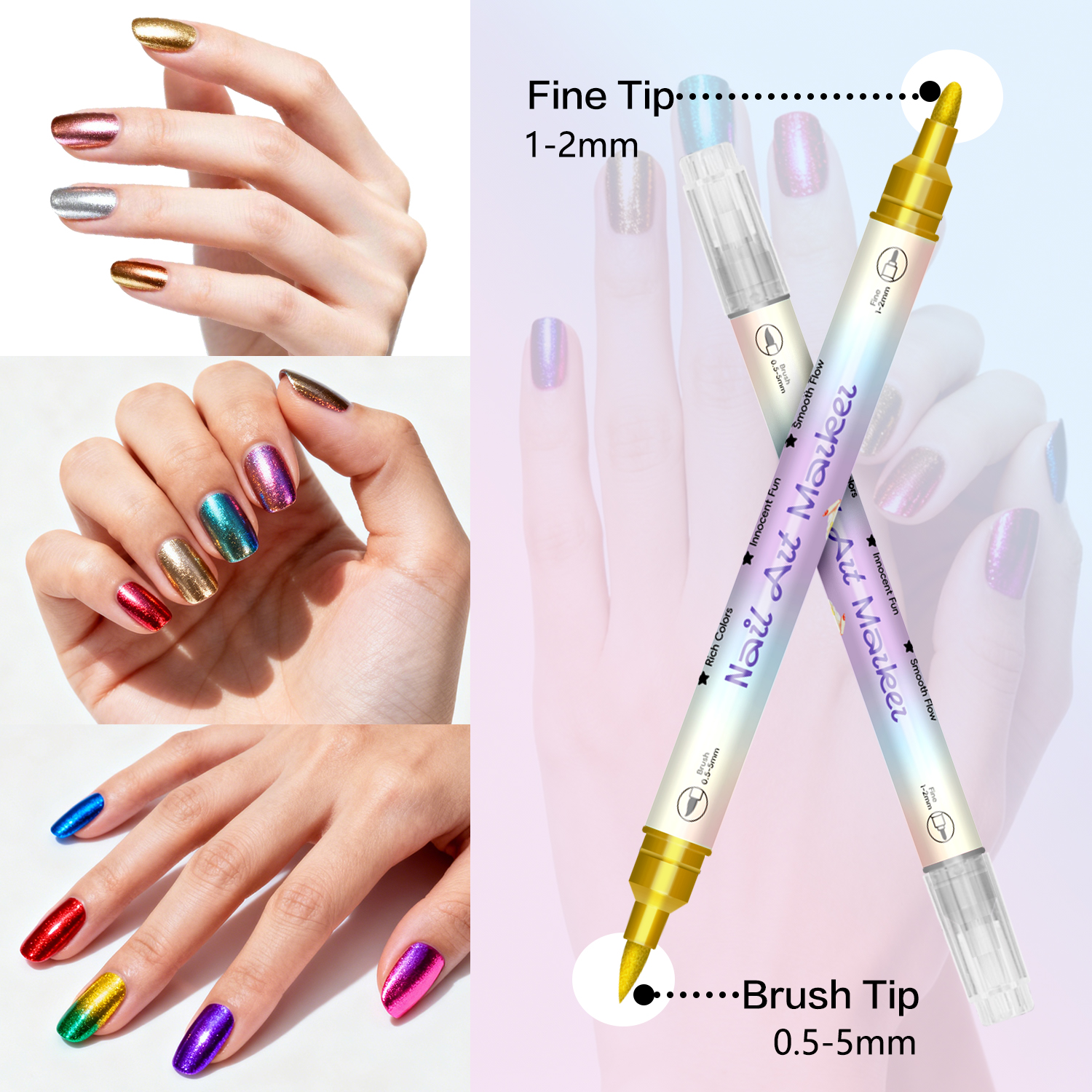 Dual-Ended Nail Art Pens, Avai - Nail Art One Stroke reseña y precio