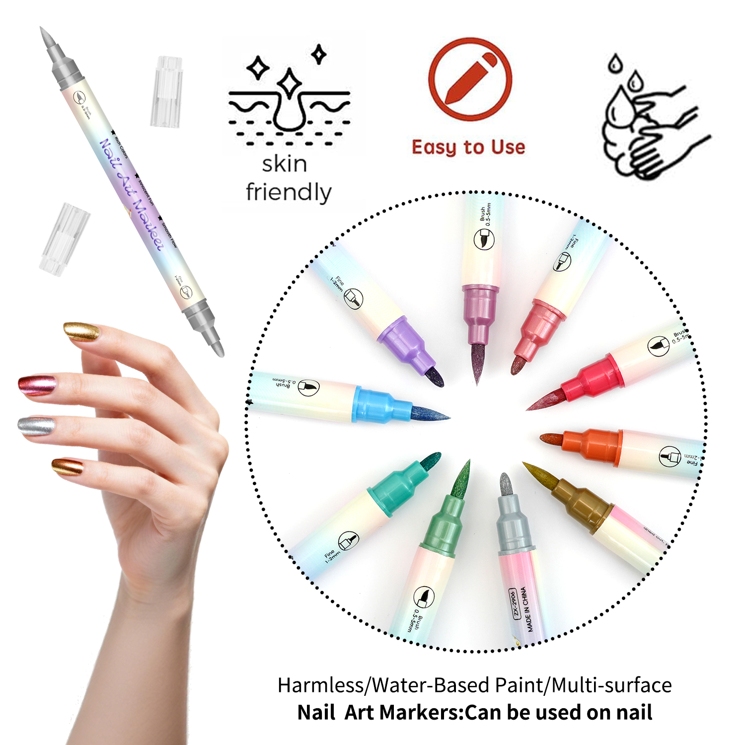 Dual-Ended Nail Art Pens, Avai - Nail Art One Stroke reseña y precio