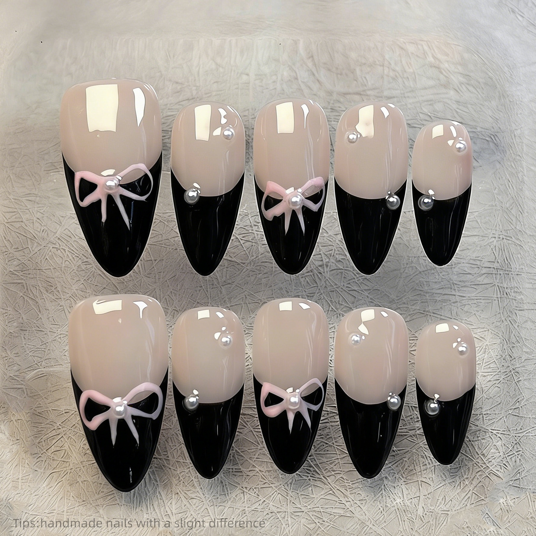 10pcs Black French False Nails - Nail Art Glossy reseña y precio