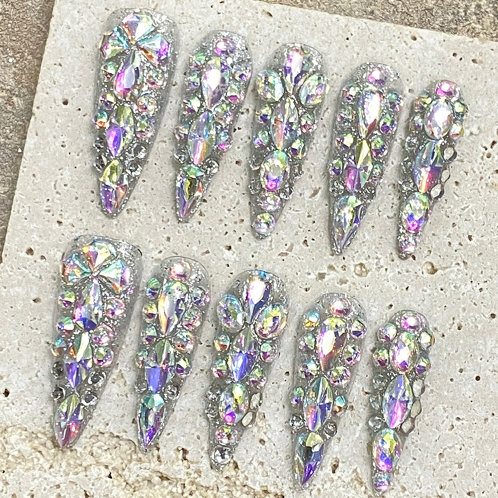 10pcs Handmade Press On Nails  - Nail Art French reseña y precio
