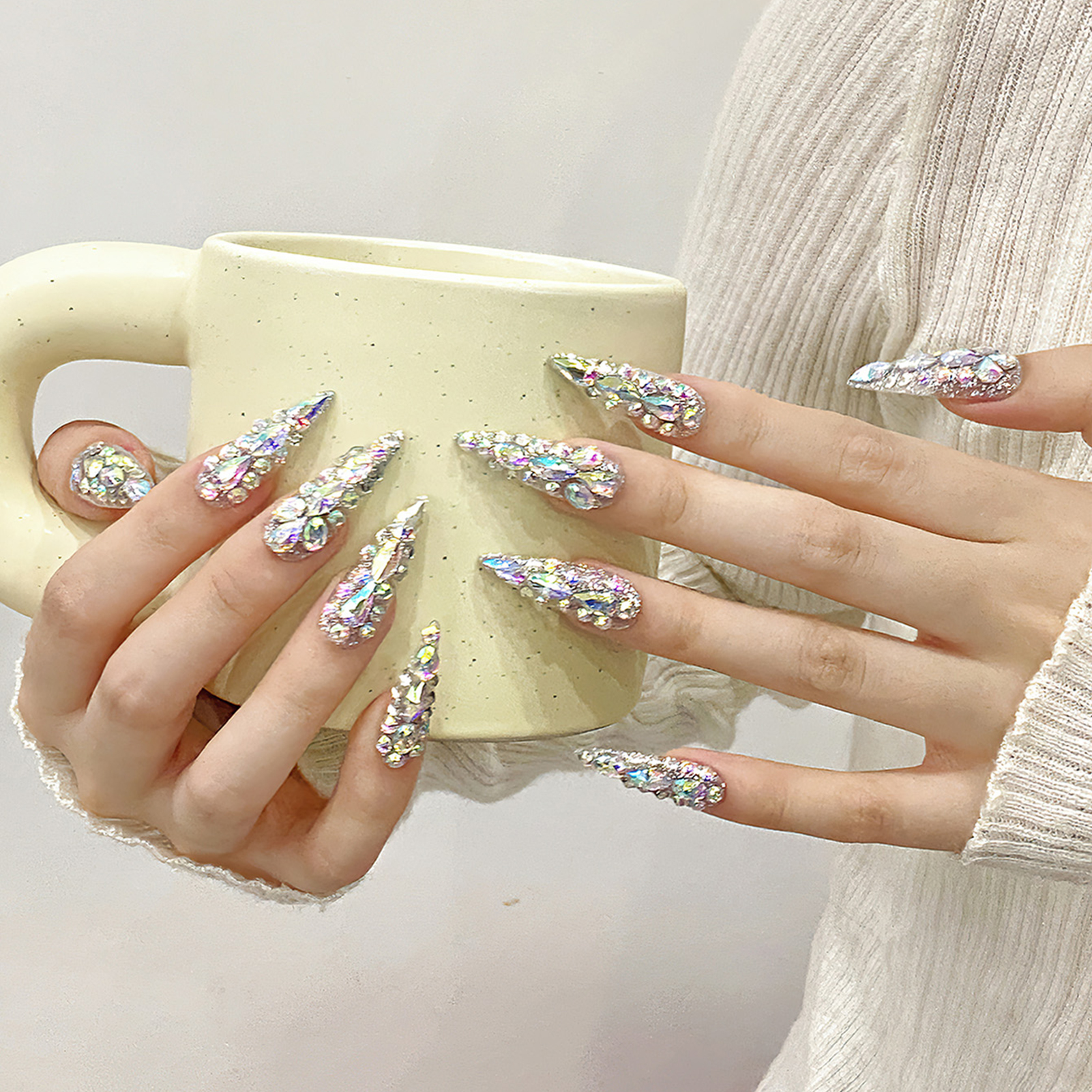 10pcs Handmade Press On Nails  - Nail Art French reseña y precio