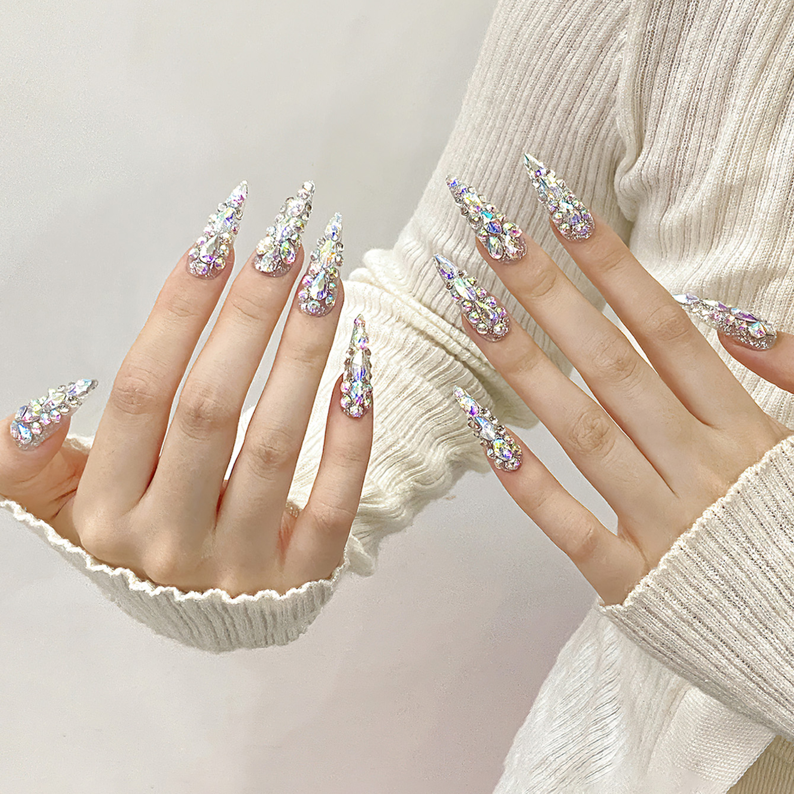 10pcs Handmade Press On Nails  - Nail Art French reseña y precio