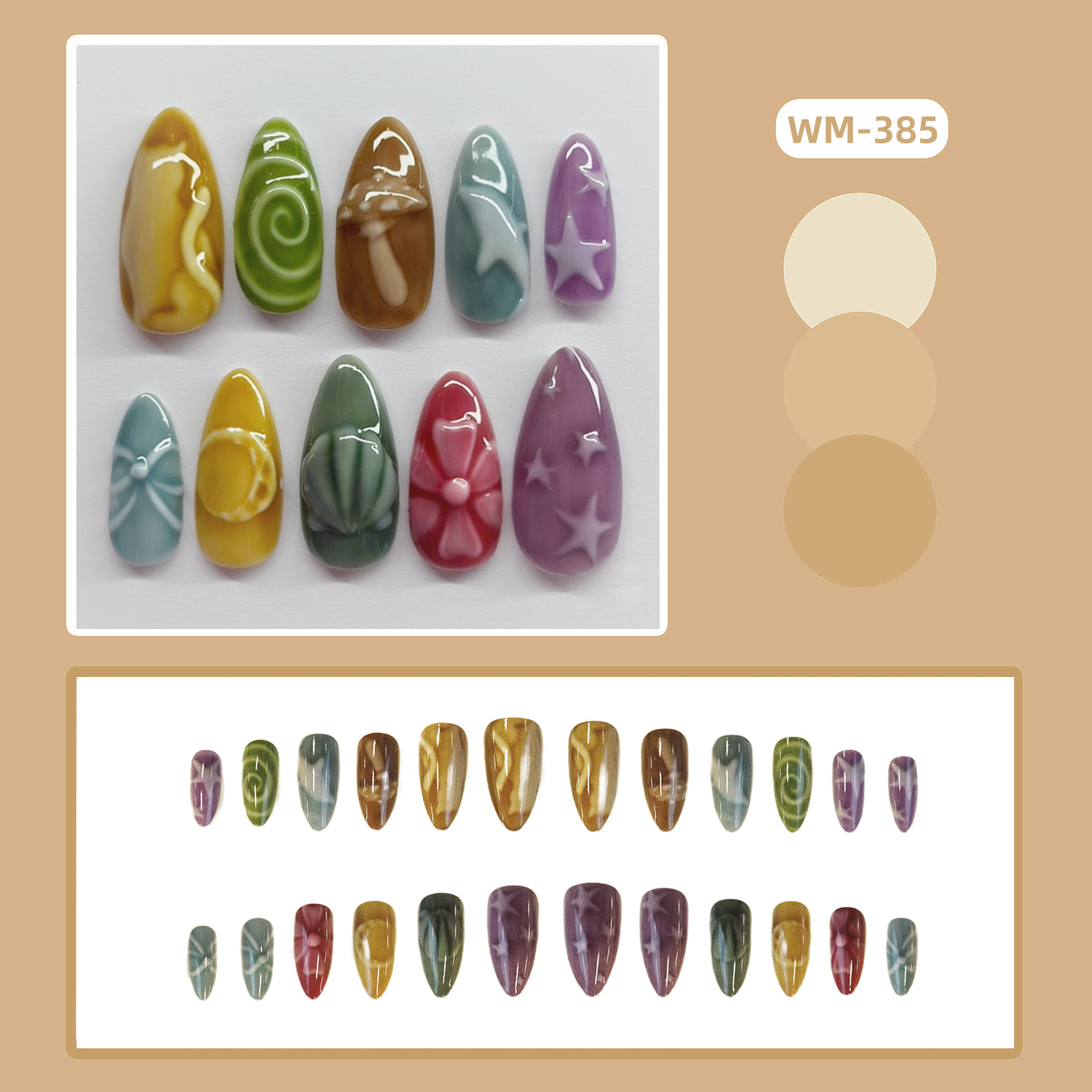24pcs Bows and Hearts Fake Nai - Nail Art Full Motif reseña y precio