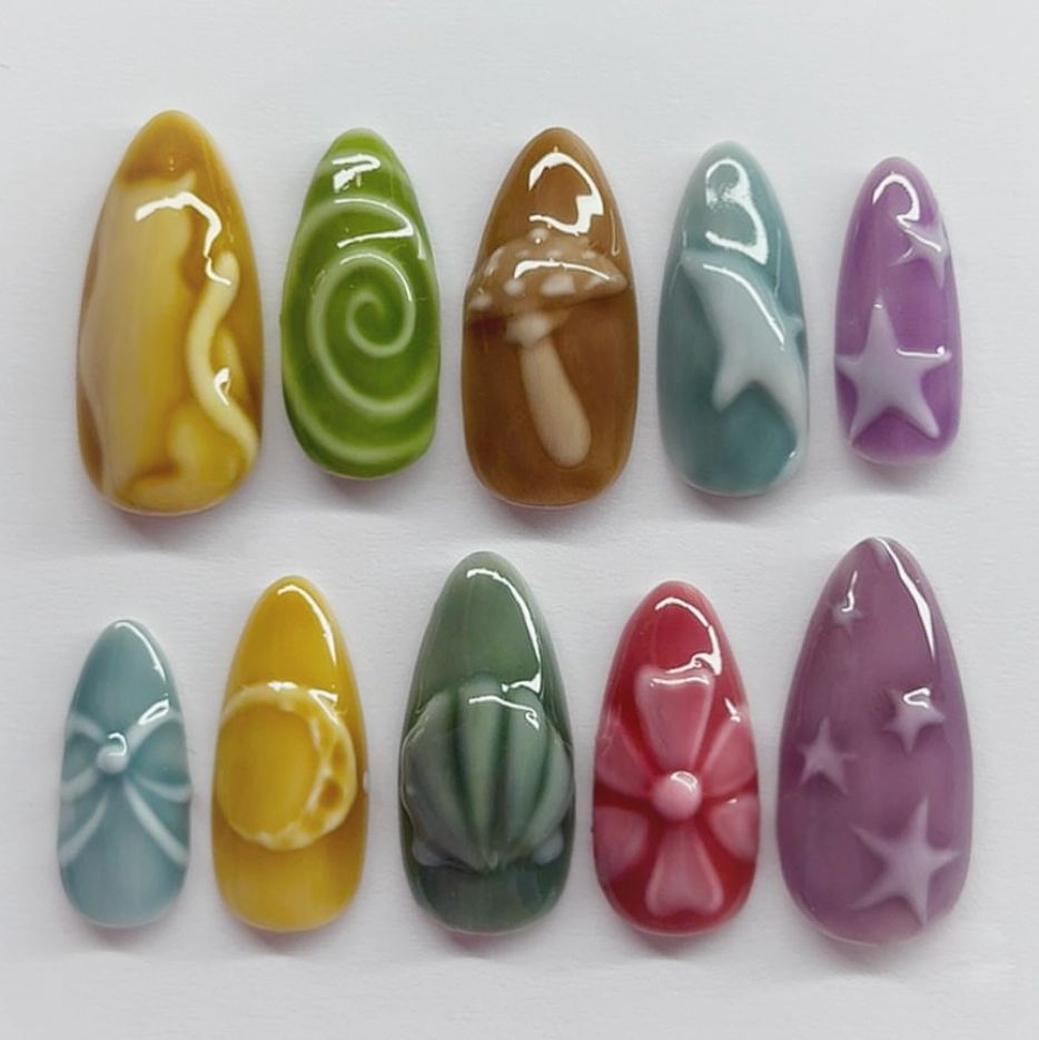 24pcs Bows and Hearts Fake Nai - Nail Art Full Motif reseña y precio