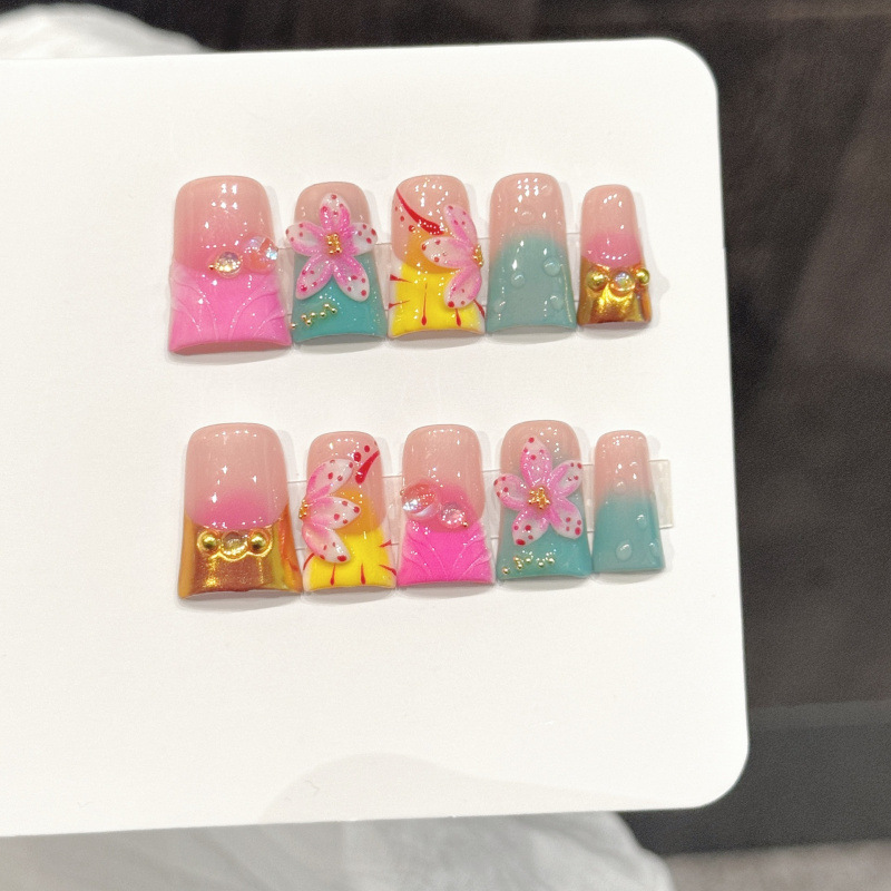 10pcs Ocean Style Fake Nails D - Nail Art French reseña y precio