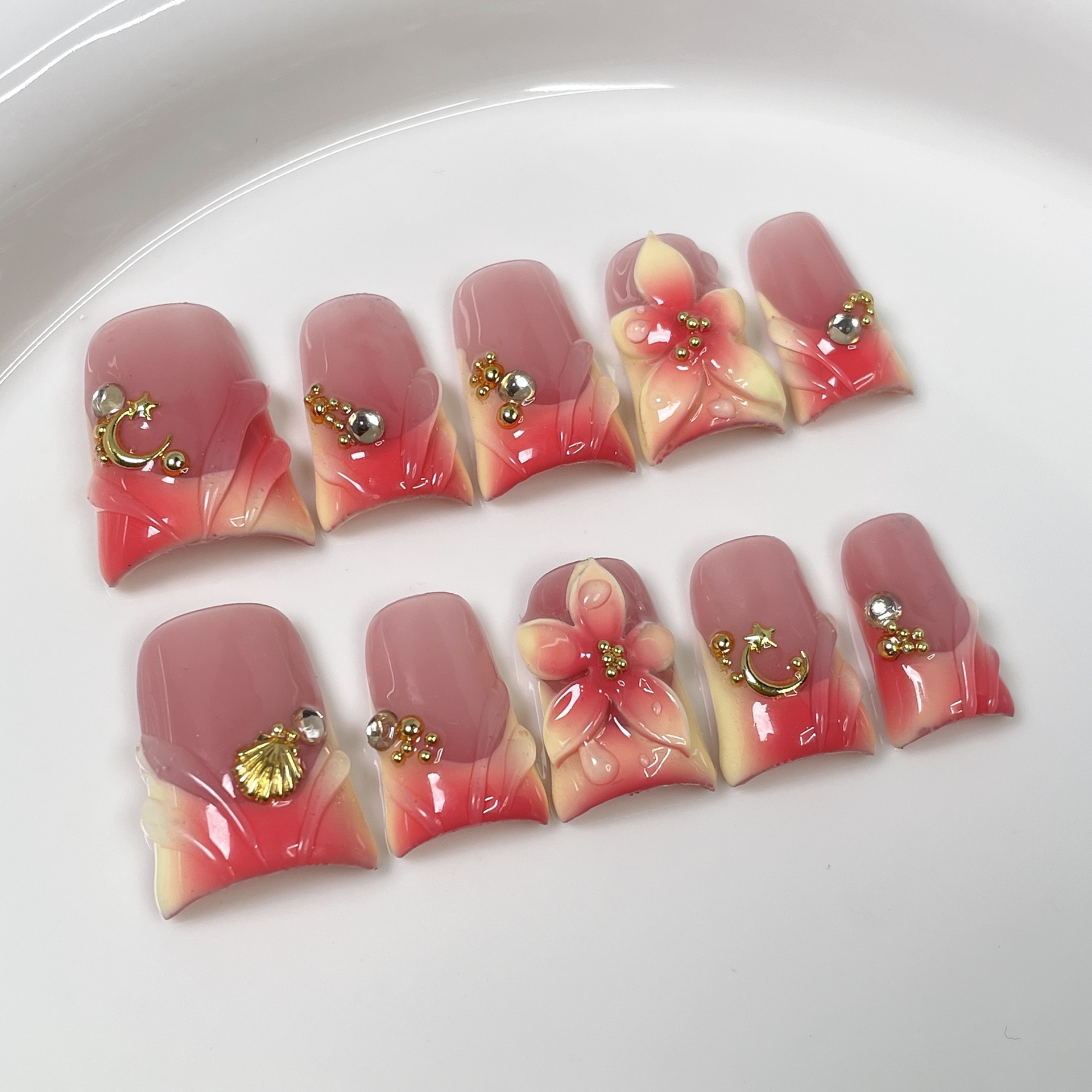 10pcs Ocean Style Fake Nails D - Nail Art French reseña y precio