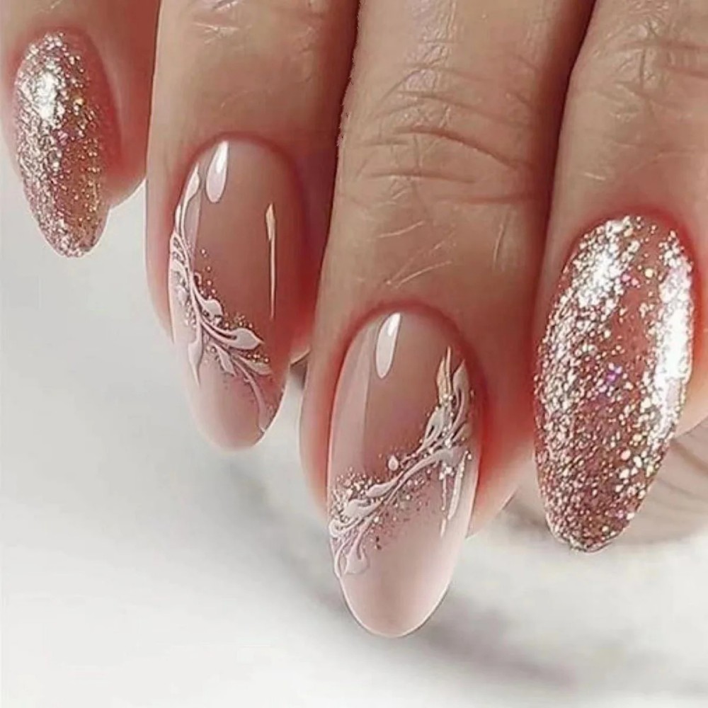 24Pcs Christmas Press on Nails - Nail Art Gliter reseña y precio