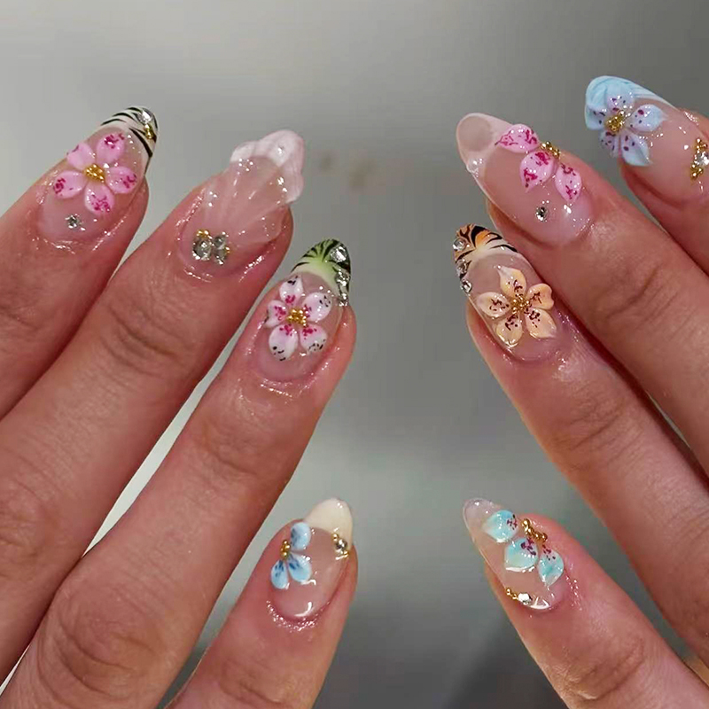 24PCS Yellow Almond Press On N - Nail Art French reseña y precio