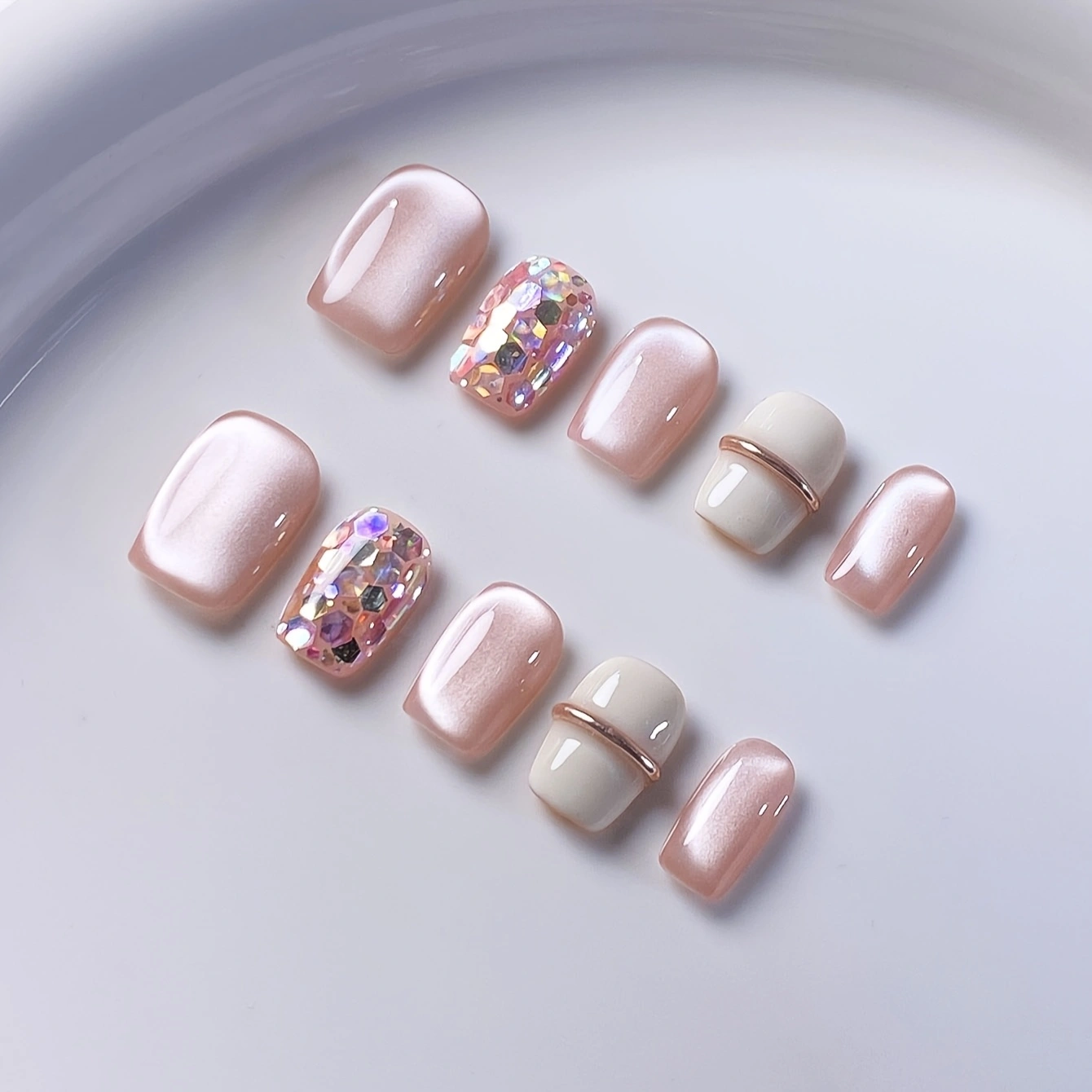 10 pieces of pure handmade alm - Nail Art French reseña y precio