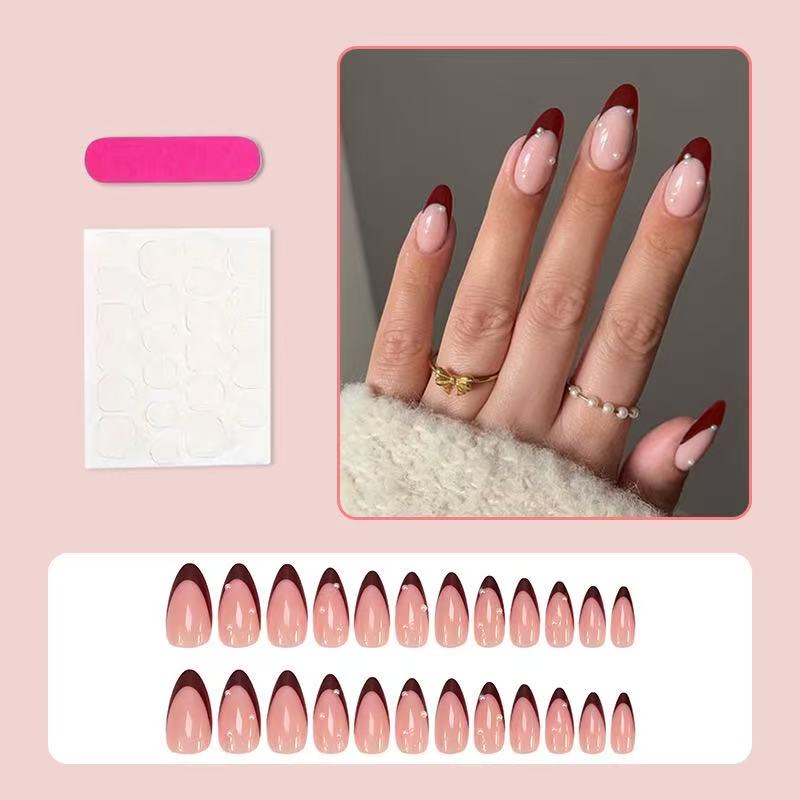 24PCS Classic burgundy nail se - Nail Art Gliter reseña y precio