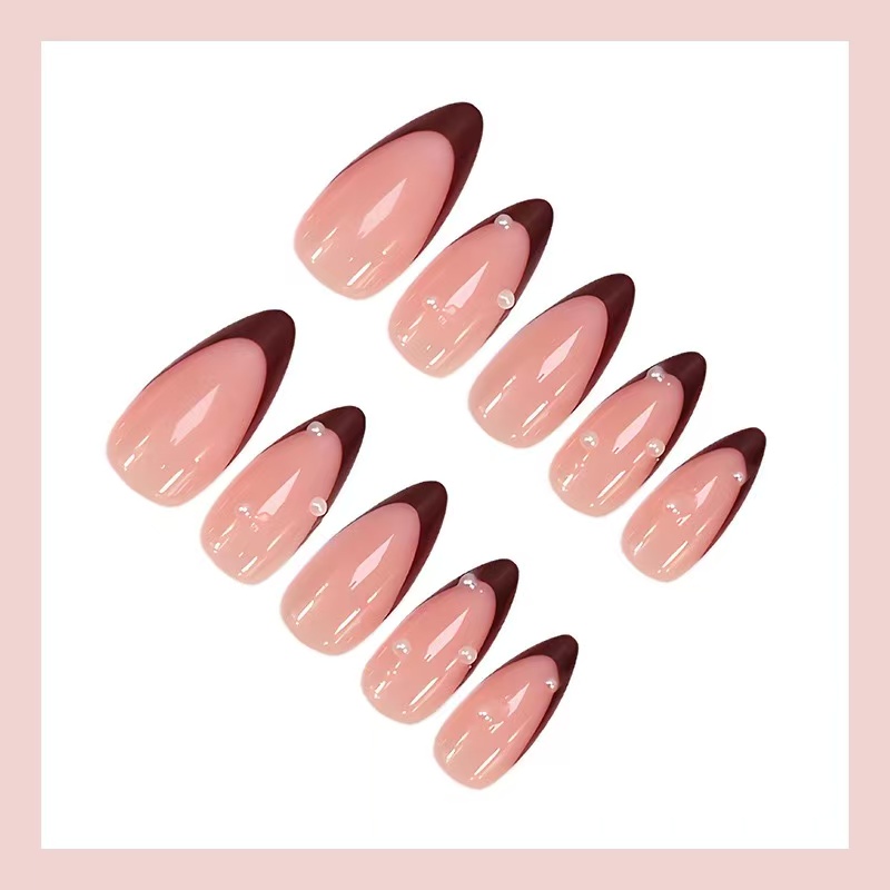 24PCS Classic burgundy nail se - Nail Art Gliter reseña y precio