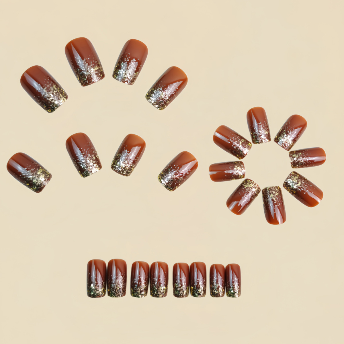 Short Medium fake nails Gradie - Nail Art Gliter reseña y precio