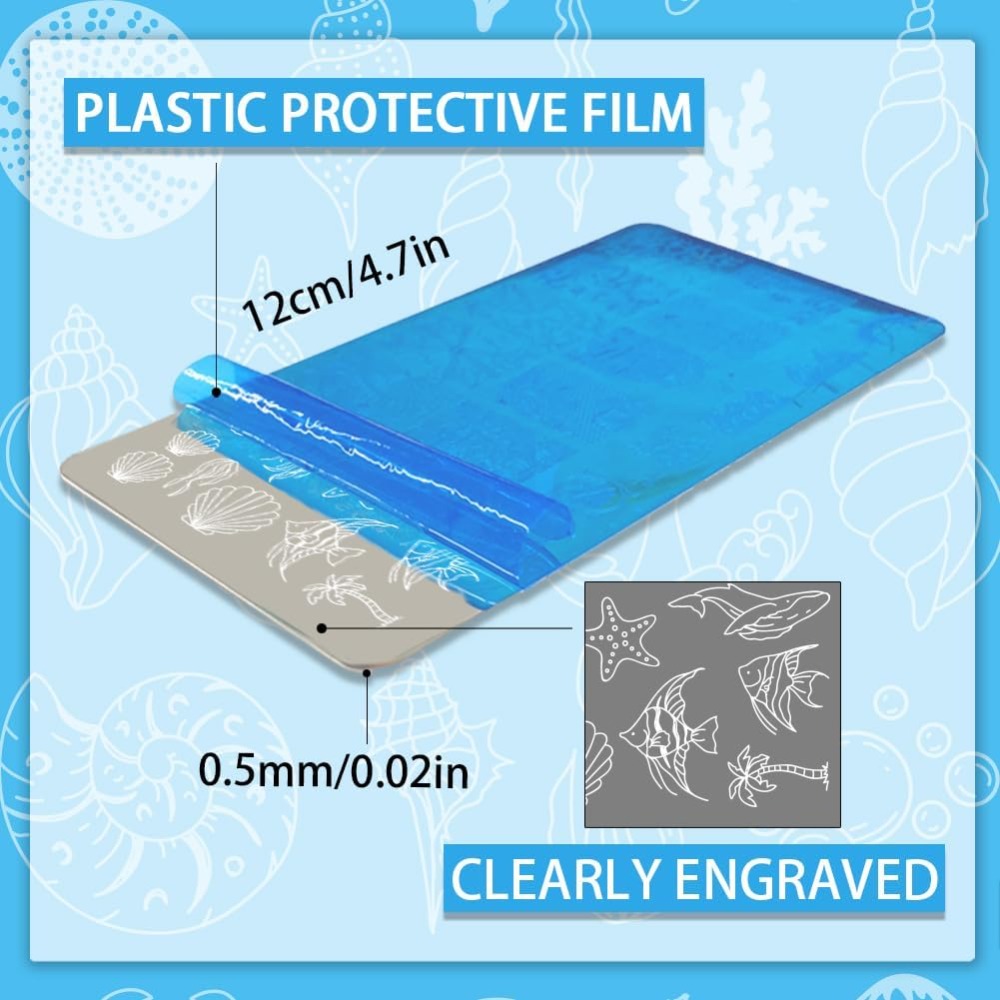 5pcs Ocean Theme Nail Stamping - Nail Art Inspo reseña y precio