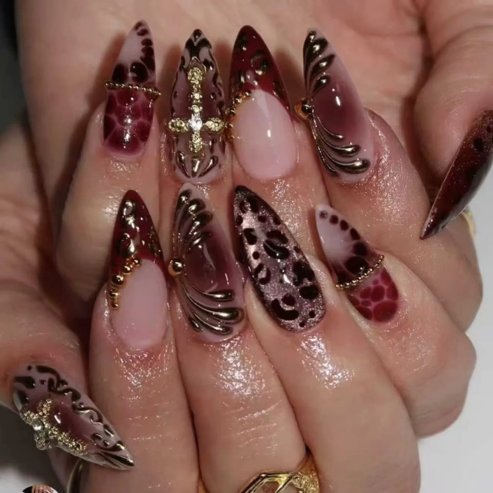 24Pcs Short Almond Fake Nails  - Nail Art Inspo reseña y precio