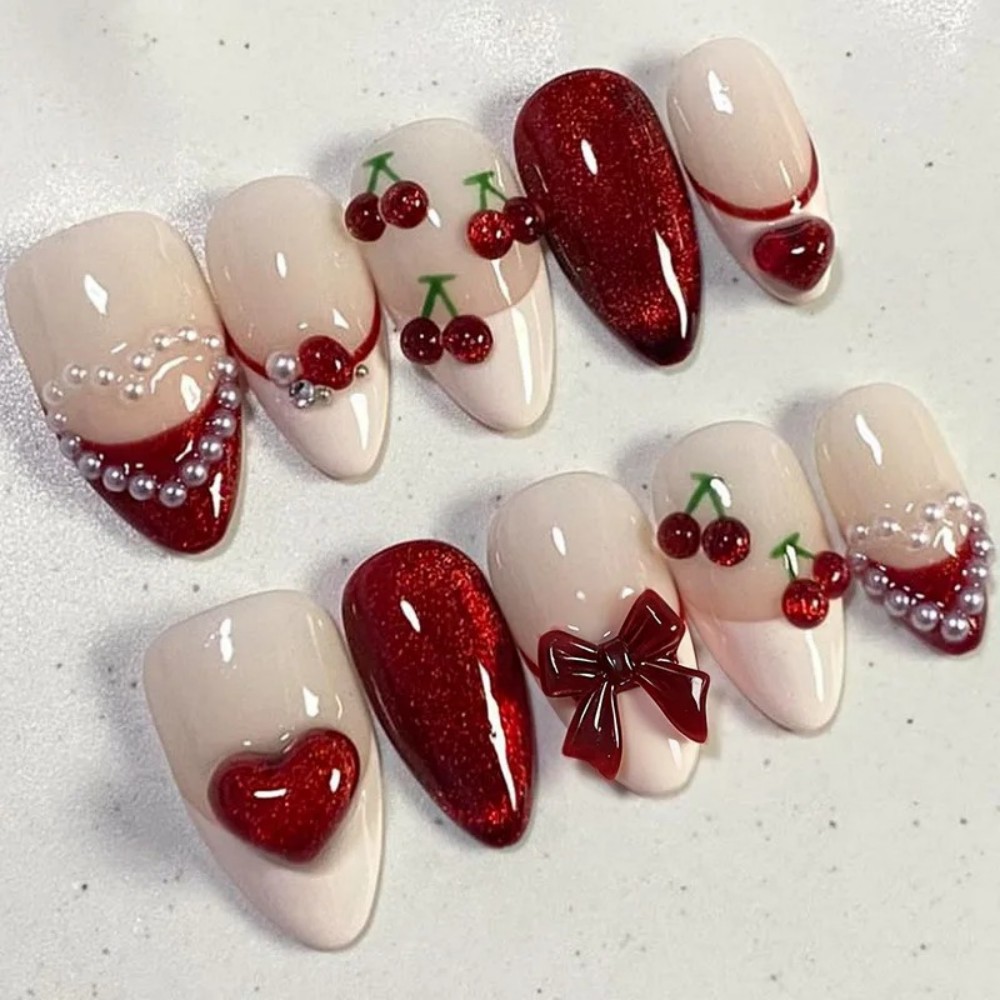24Pcs Short Almond Fake Nails  - Nail Art Inspo reseña y precio