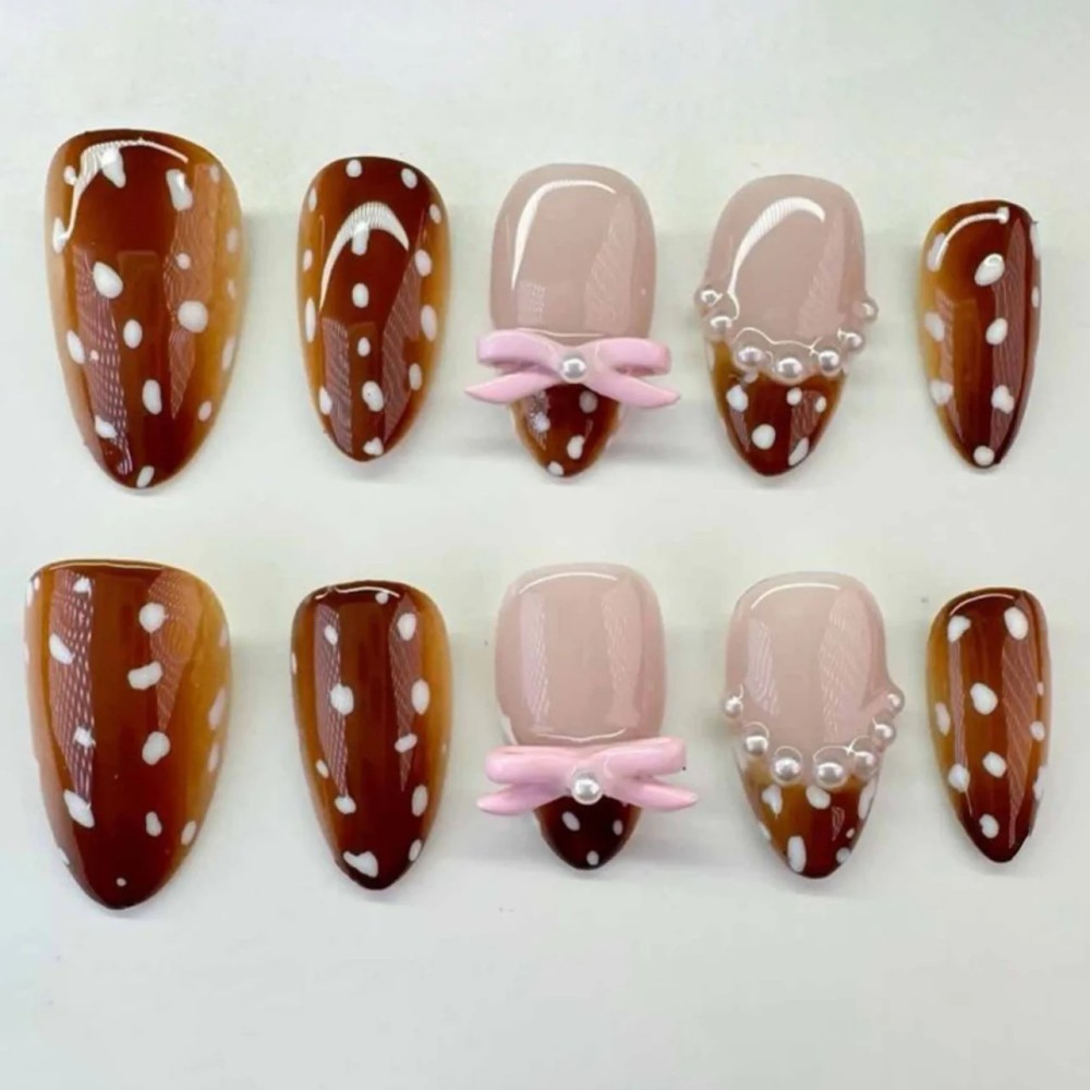 24Pcs Short Almond Fake Nails  - Nail Art Inspo reseña y precio