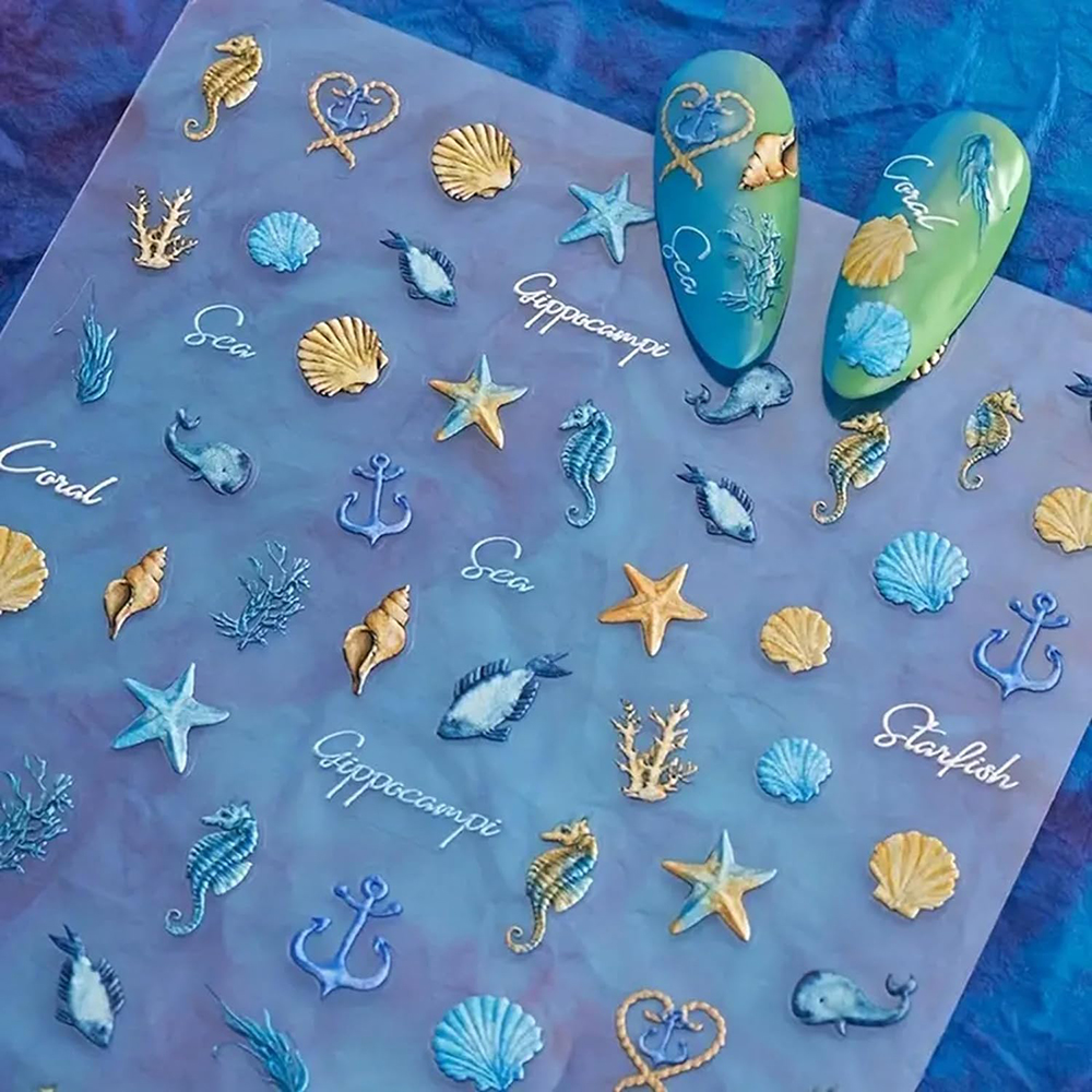 1pc Ocean Nail Art Stickers 5D - Nail Art Lotso reseña y precio